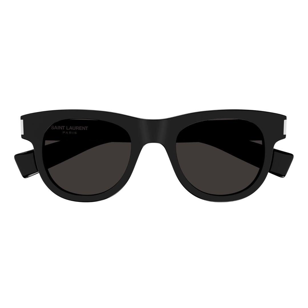 Shop Saint Laurent Round Frame Sunglasses In 006 Black Black Black