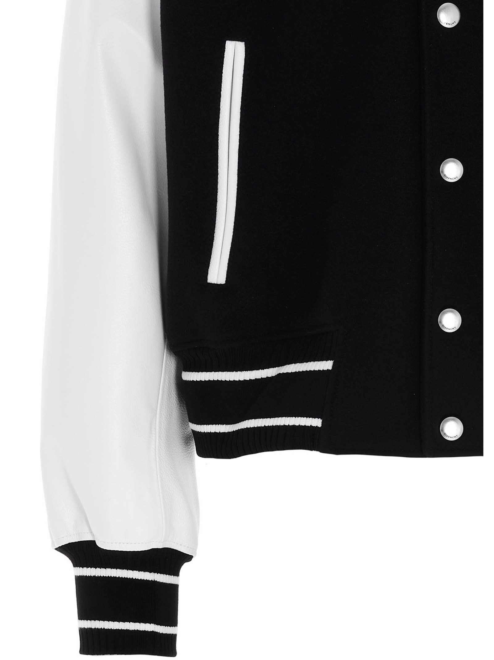 Shop Givenchy Logo Bomber Jacket. In White/black