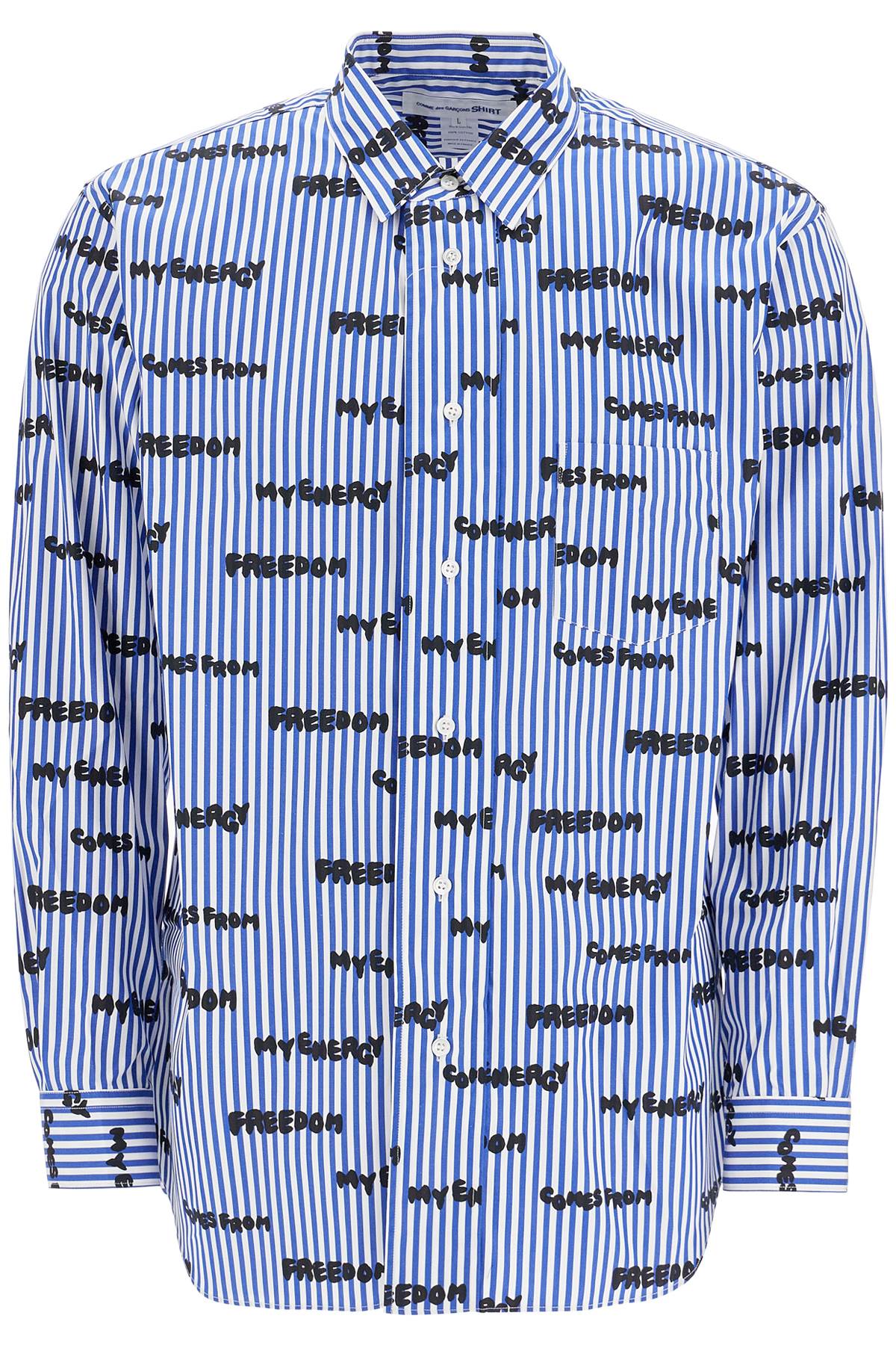 Shop Comme Des Garçons Shirt Striped Printed Shirt In Stripe (blue)