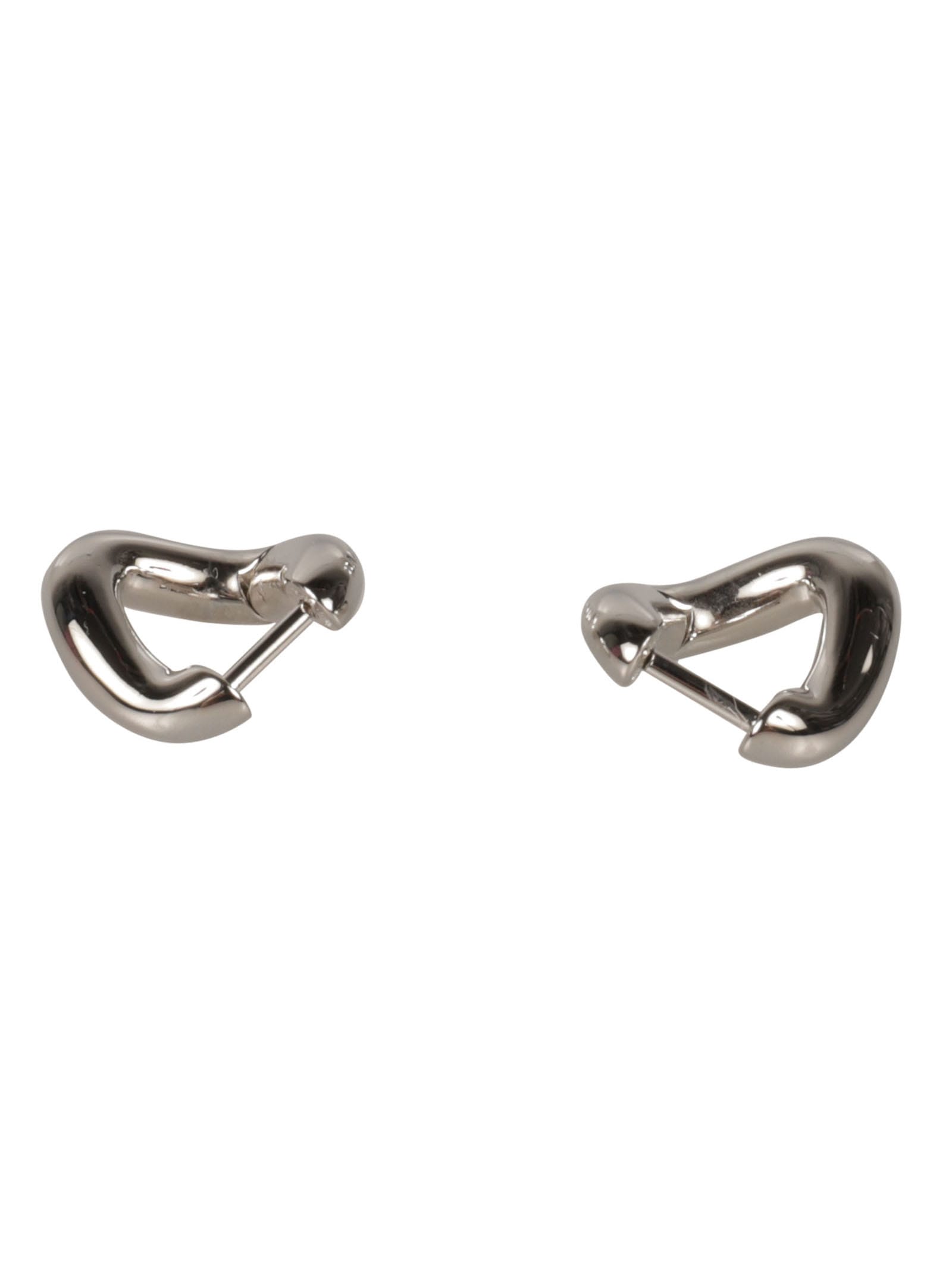 Shop Balenciaga Asymmetric Loop Earrings In Shiny Silver