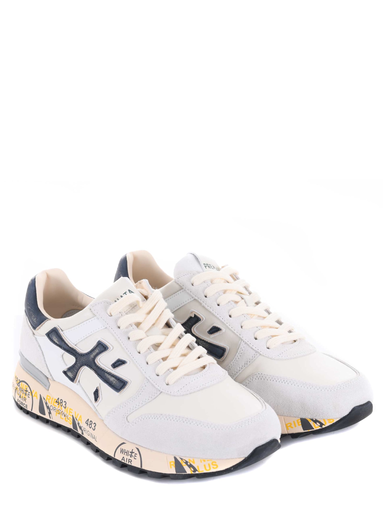 Shop Premiata Sneakers In Avorio/blu