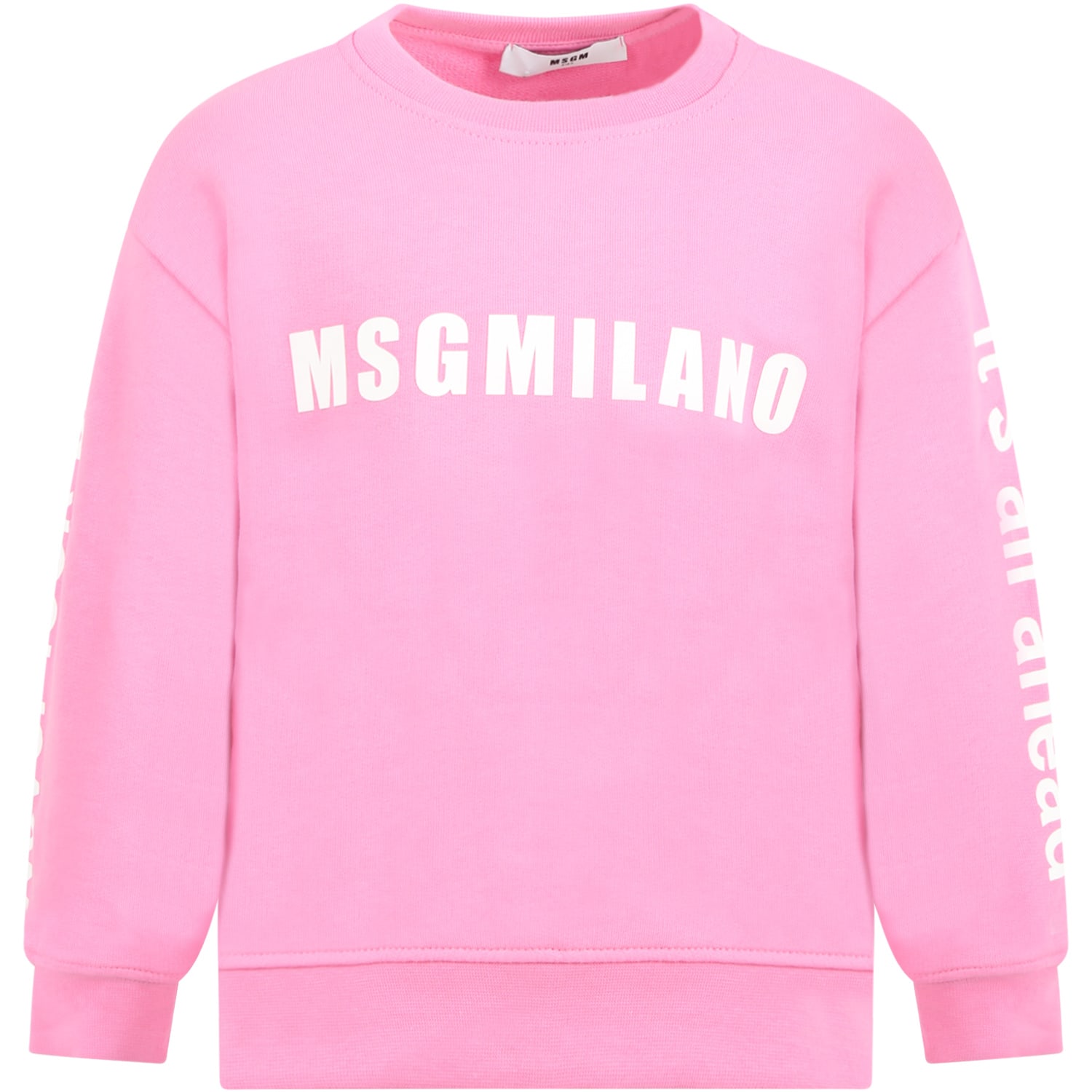 MSGM Pink Sweatshirt For Girl With Logo