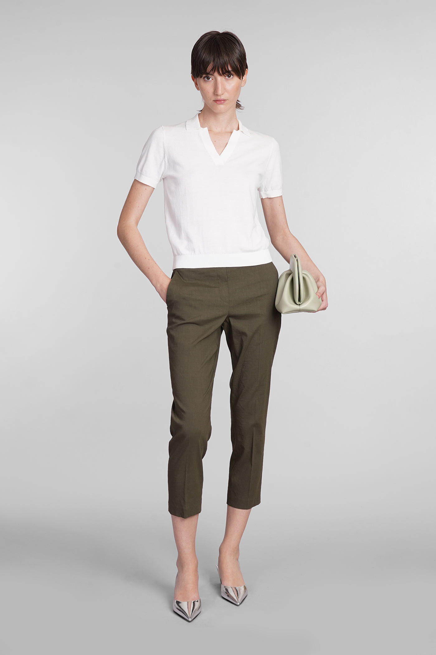 Shop Theory Pants In Green Linen