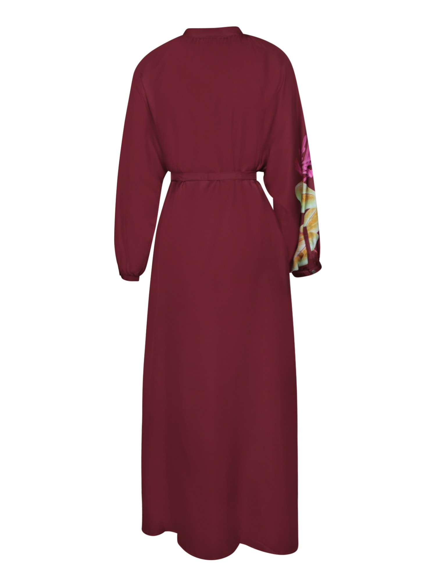 Pierre-louis Mascia Floral-print Organic Silk Maxi Shirtdress In Bordeaux