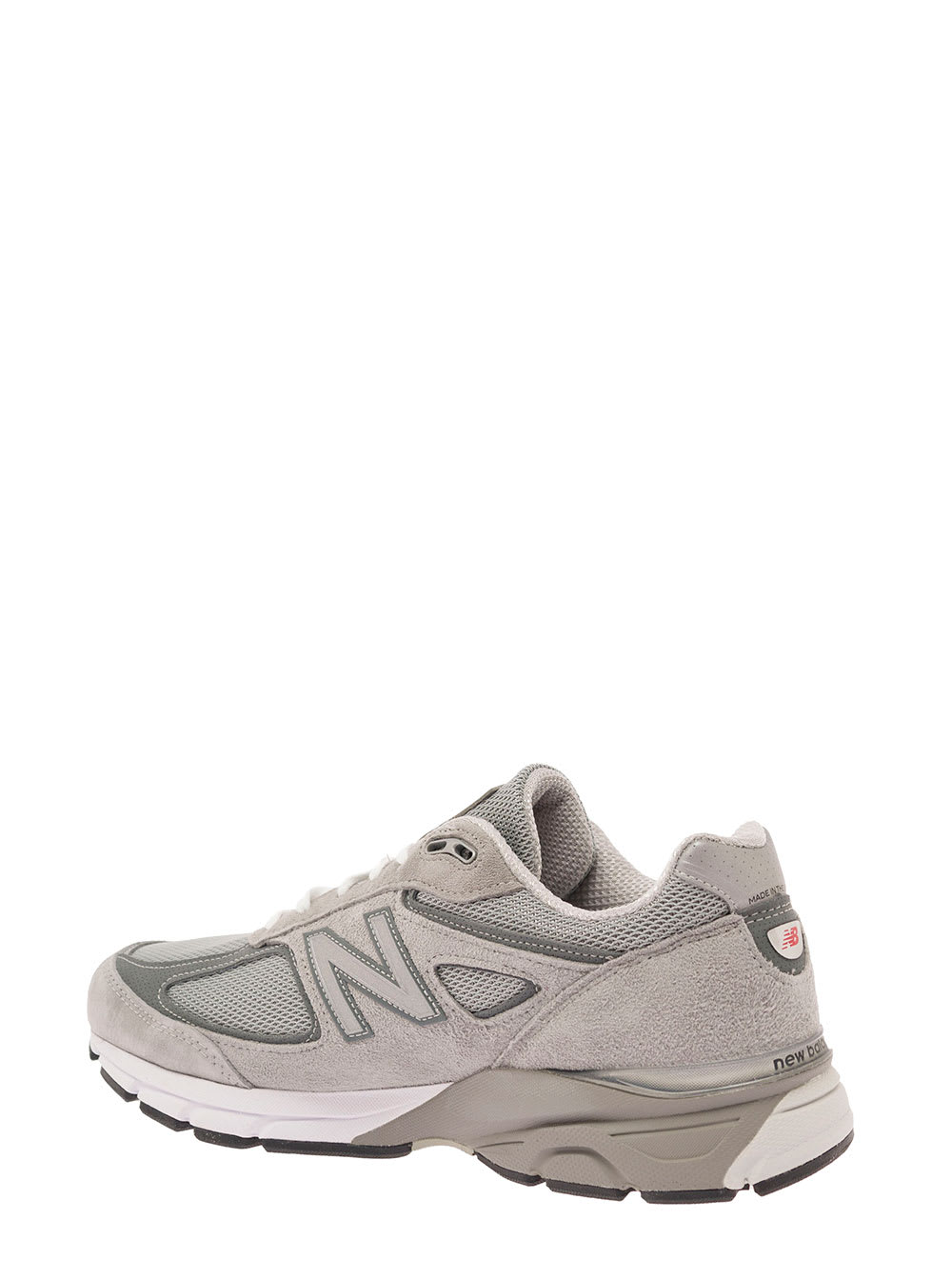 Shop New Balance 990 Grey Low Top Sneakers With Logo Detail In Leather And Suede Man