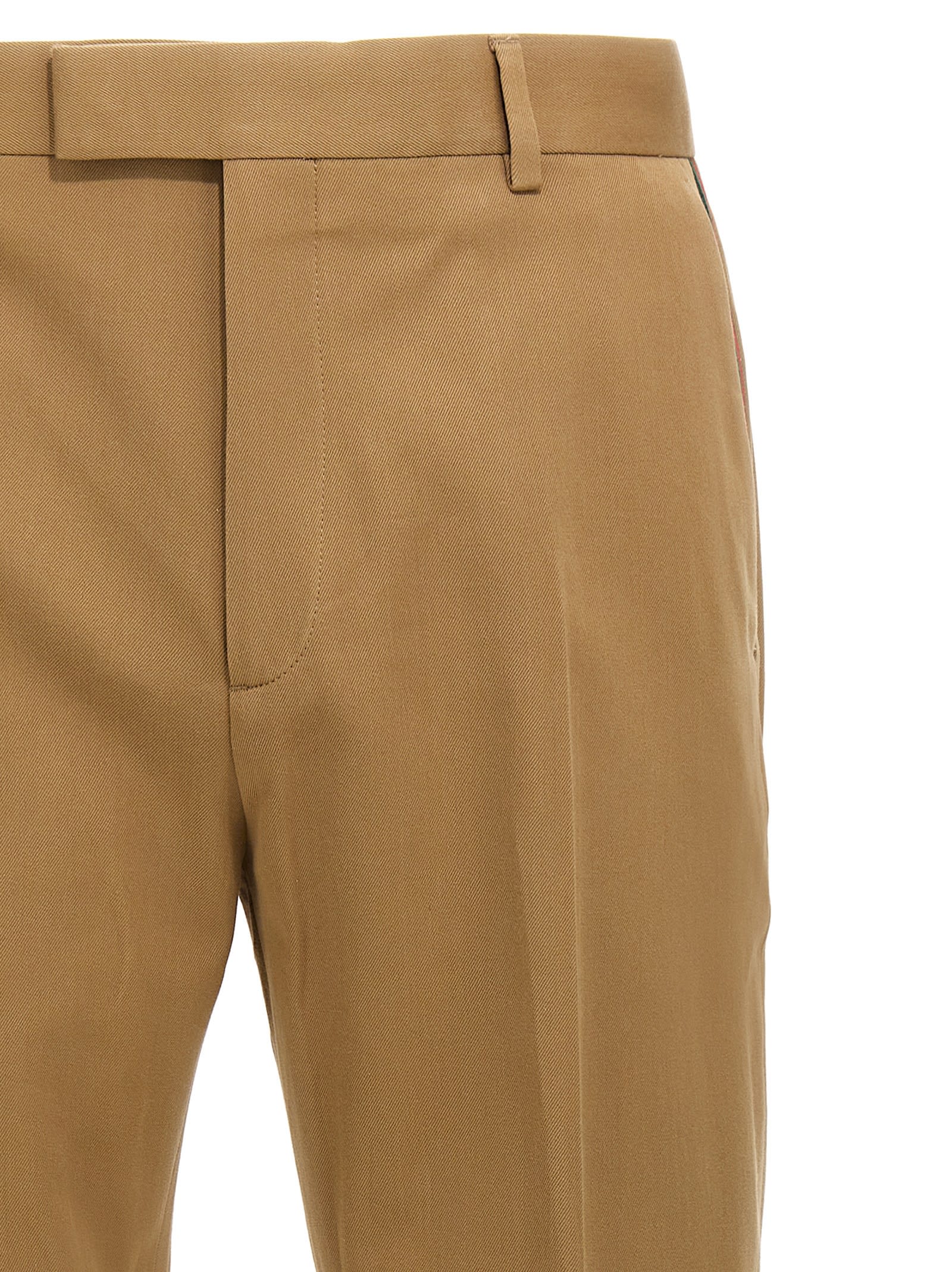 Shop Gucci Nastro Web Pants In Beige