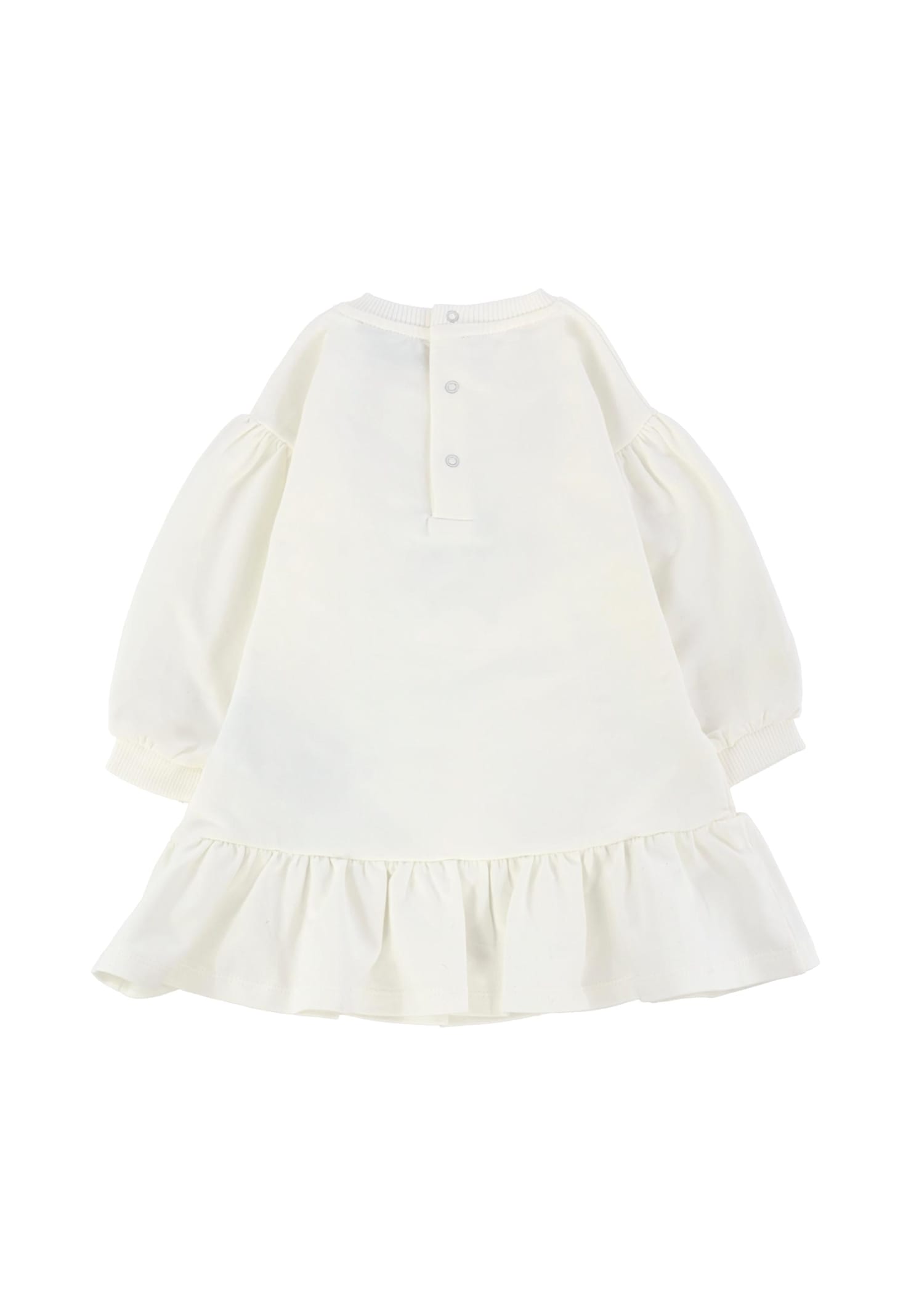Moschino Ivory Dress For Baby Girl With Teddy Bear In White
