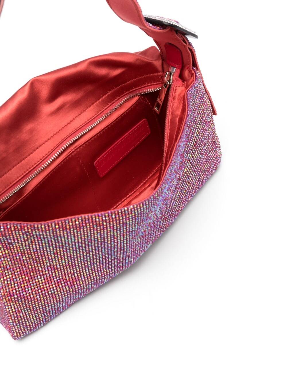 Shop Benedetta Bruzziches Vitty La Grande Shoulder Bag With All-over Crystal Embellishment In Rhinestone Mesh Woman In Fuxia