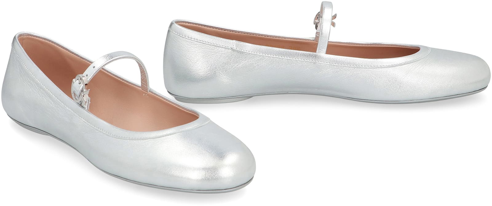 Gianvito Rossi Carla Metallic Leather Mary Jane Flats