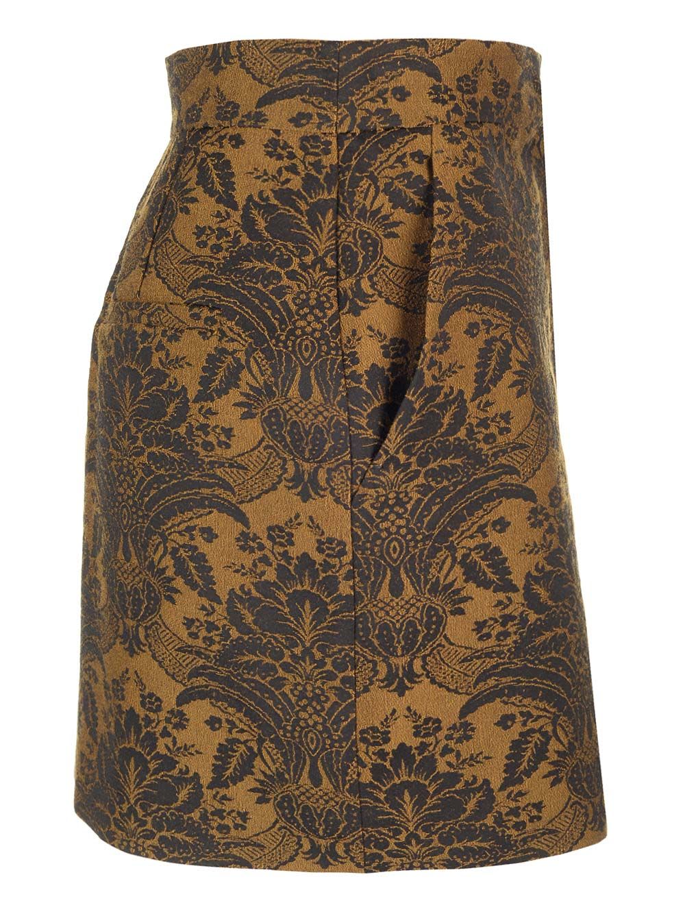 Max Mara Mini Skirt In Jacquard Wool Skirts Multicolor In Brown