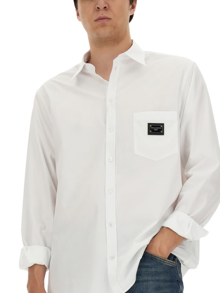 Shop Dolce & Gabbana Shirt With Logo Plaque In White