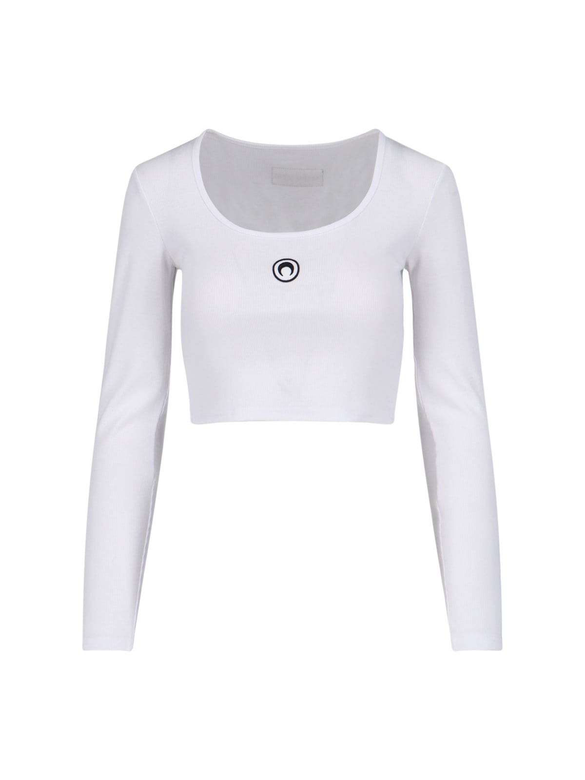 Marine Serre Round-neck Long-sleeved Fitted Short-sleeved T-shirt In White