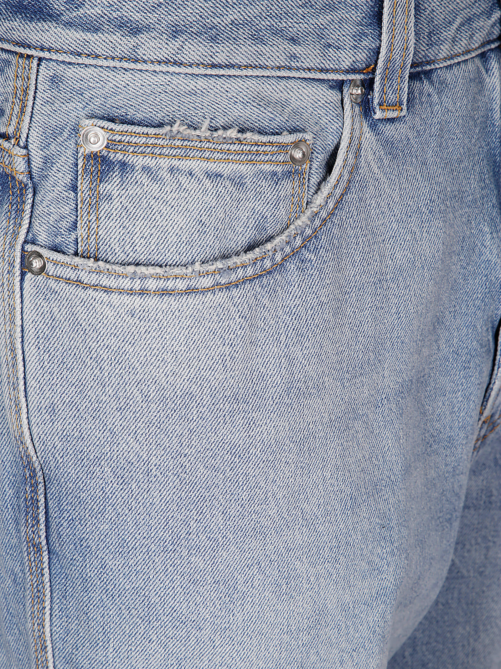 Haikure Distressed Straight Leg Jeans Rivet Detail In Sky Blue