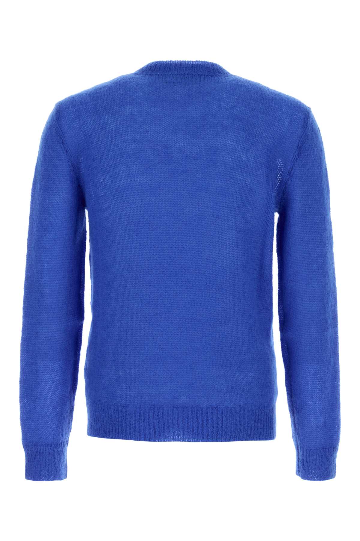 Dsquared2 Mohair Blend Crew Neck Long Sleeve Sweater In Blue