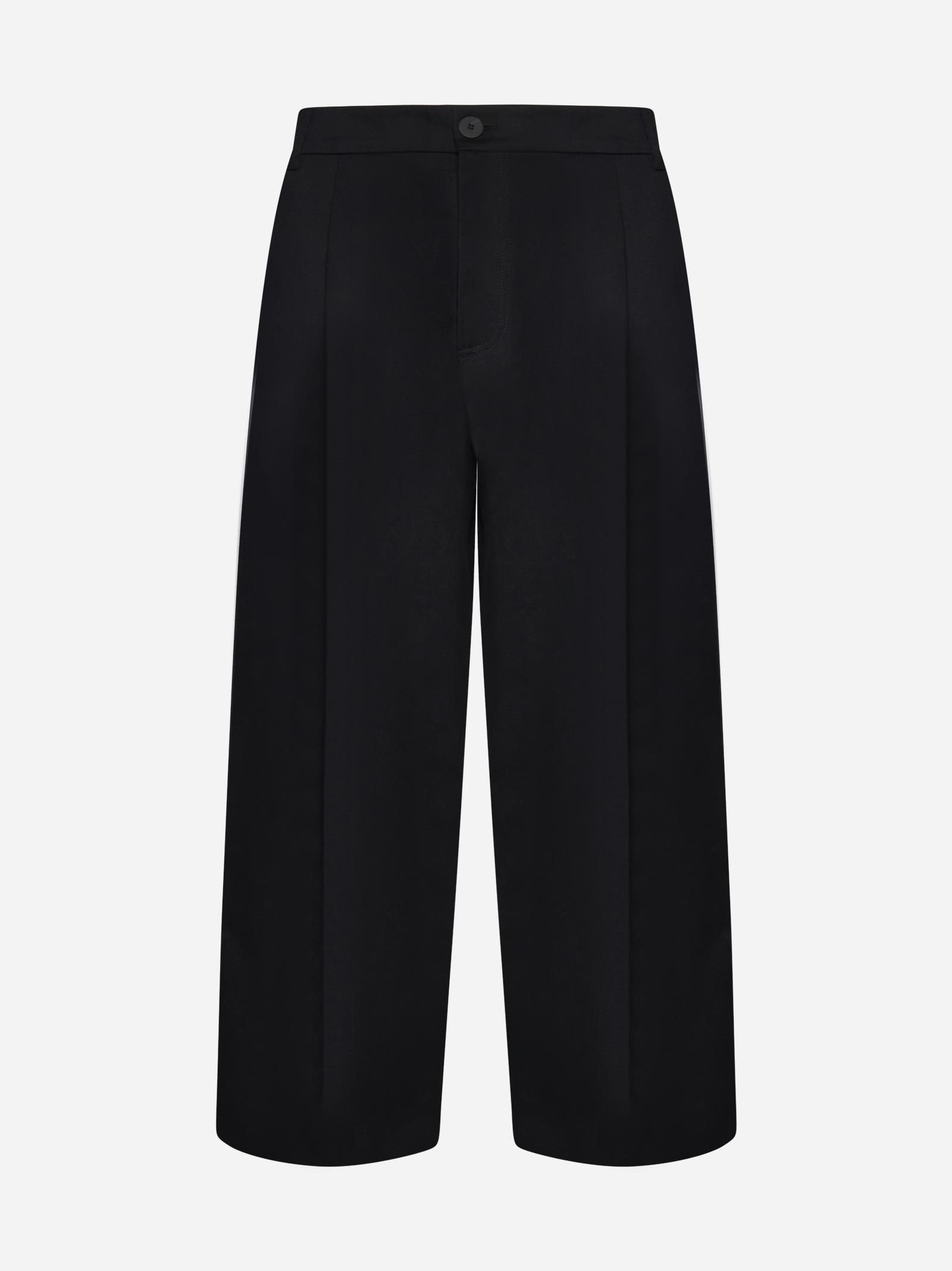 Shop Studio Nicholson Sorte Cotton Trousers In Black