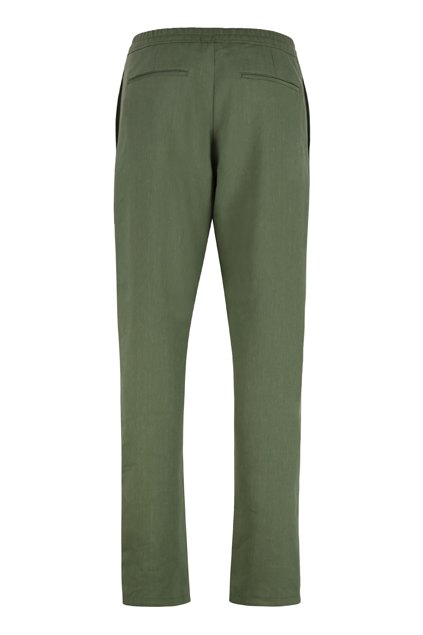 Canali Drawstring Wool-blend Regular Trousers In Green