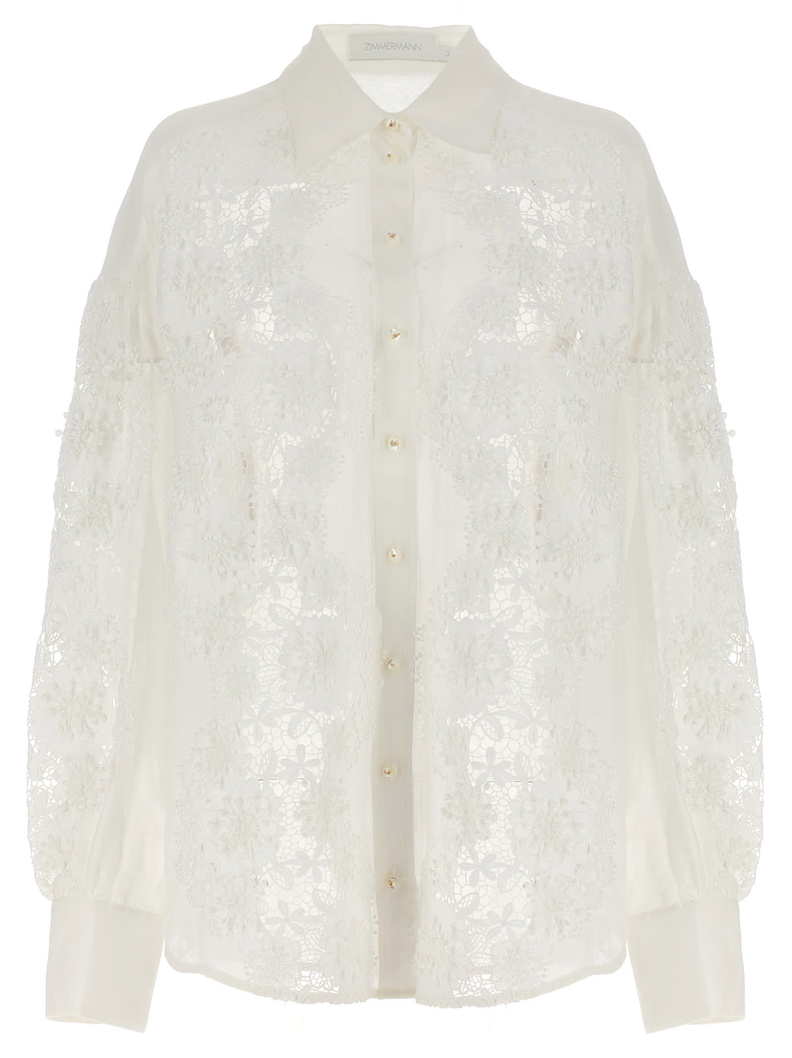 Shop Zimmermann Halliday Lace Flower Shirt In White