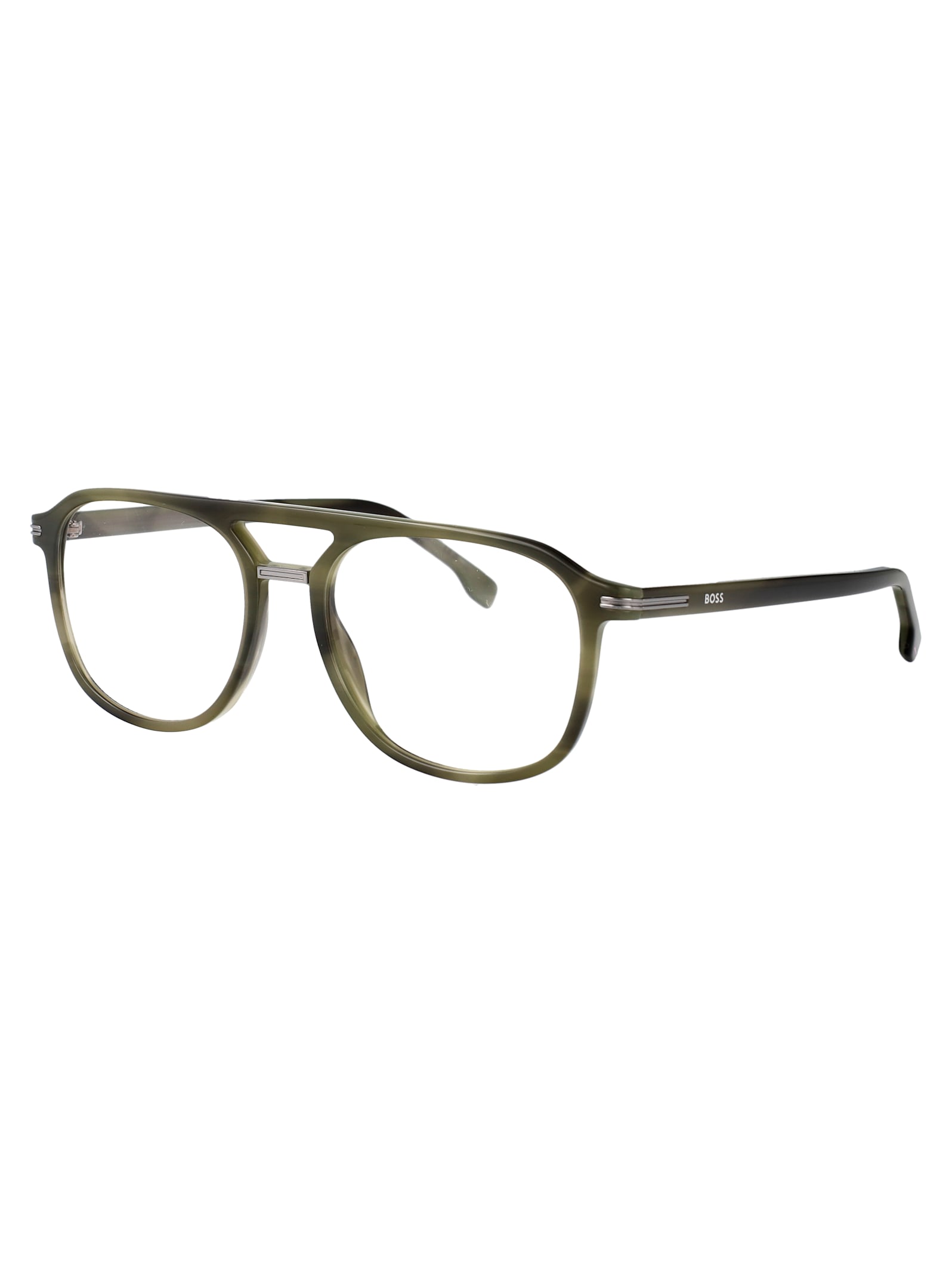 Hugo Boss Boss Green Horn Acetate Glasses In Green