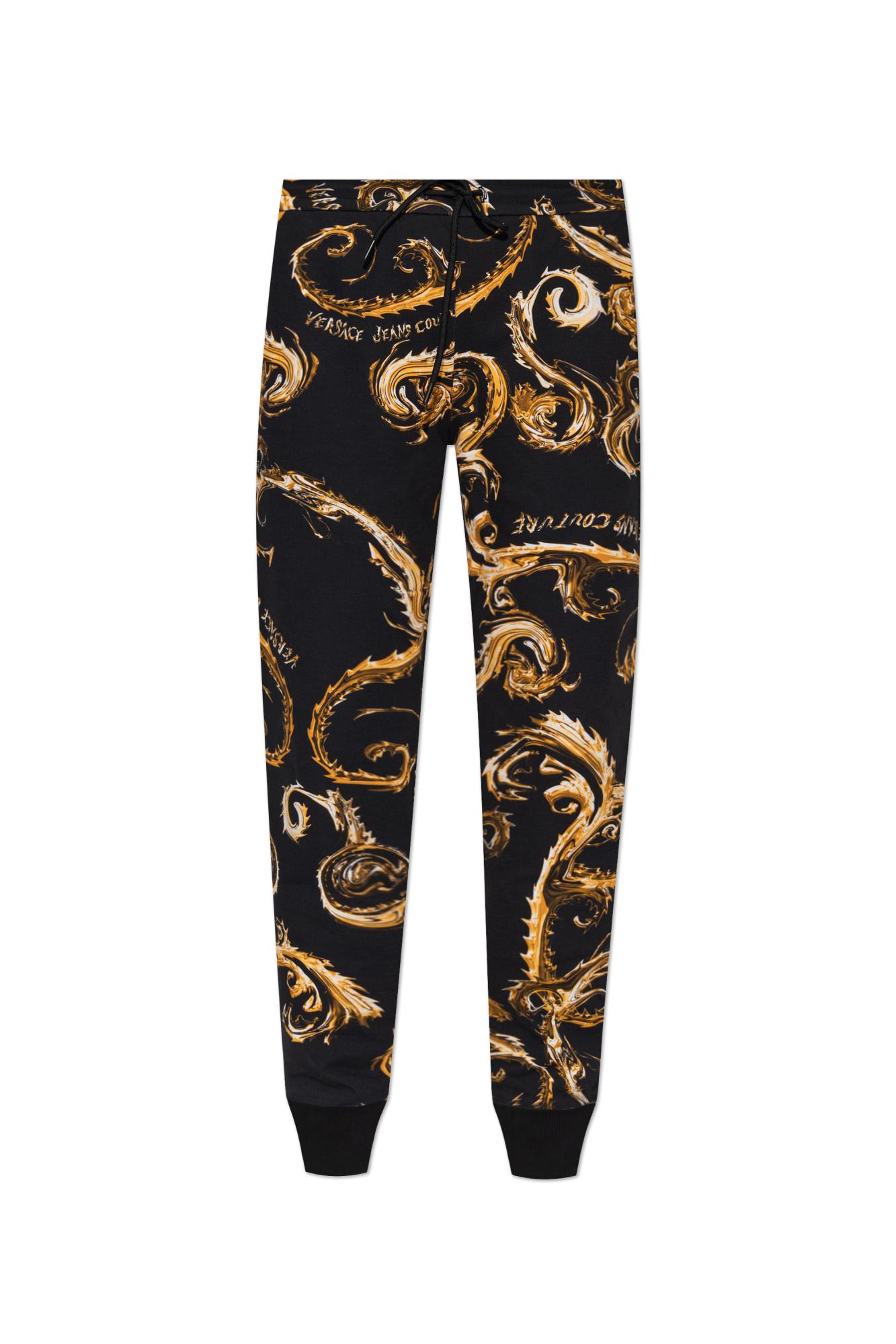 Shop Versace Jeans Couture Patterned Sweatpants In Black