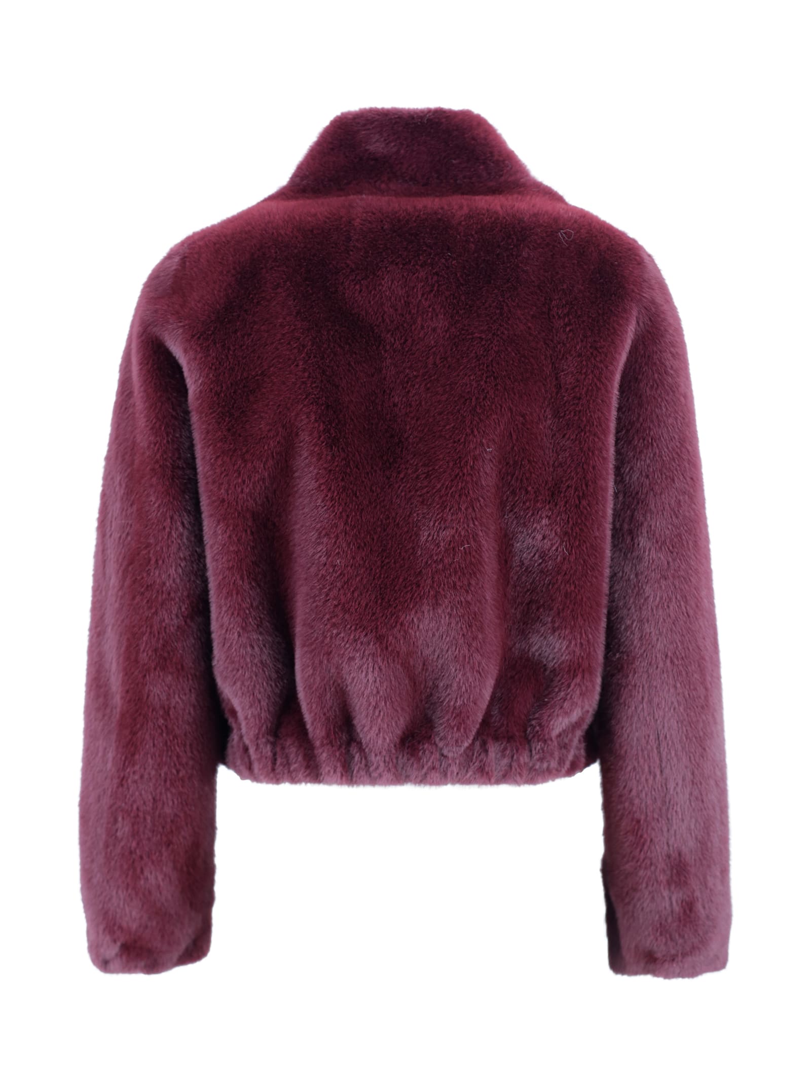 Valentini 1972 Faux Fur Jacket With High Collar. In Pink