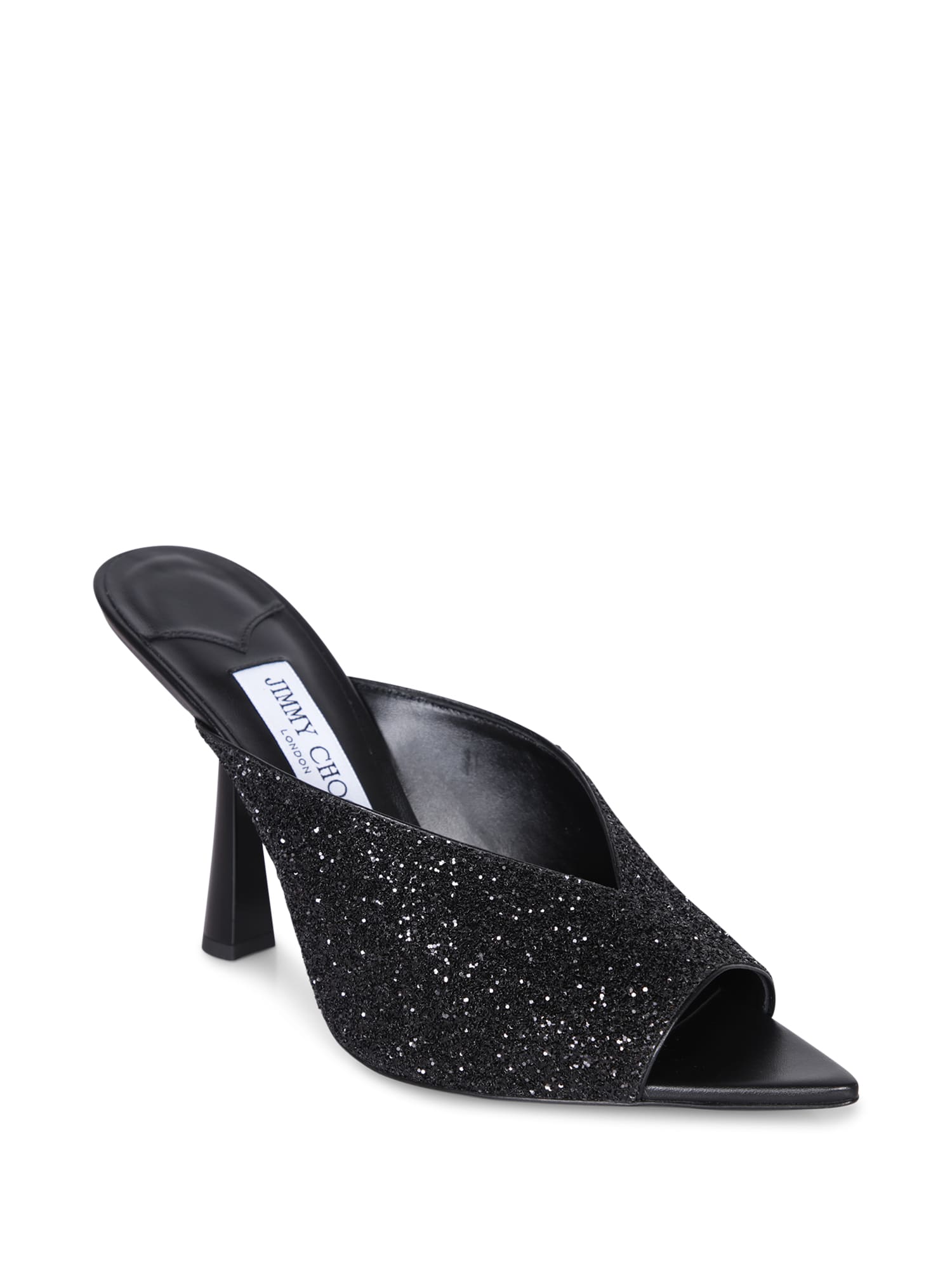 Shop Jimmy Choo Maryanne 100 Glitter Black Sandals