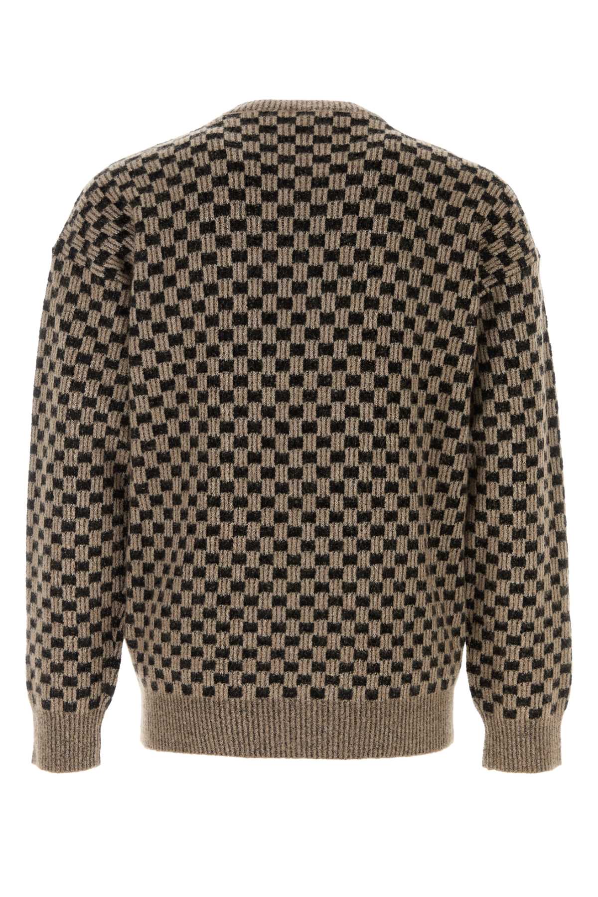 Giorgio Armani Embroidered Viscose Blend Sweater In Brown