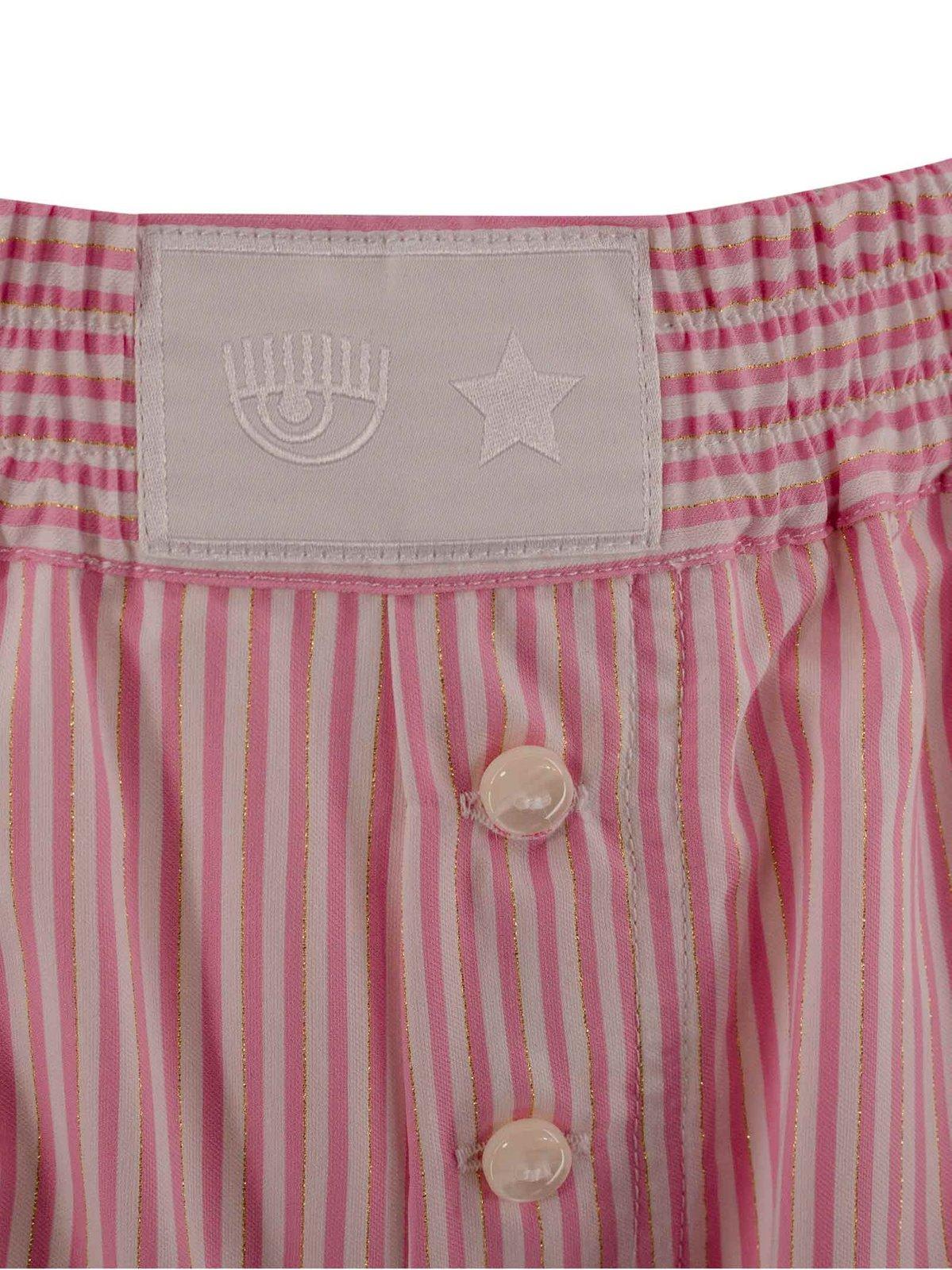 Shop Chiara Ferragni Striped Logo Detailed Shorts In Fairy Tale