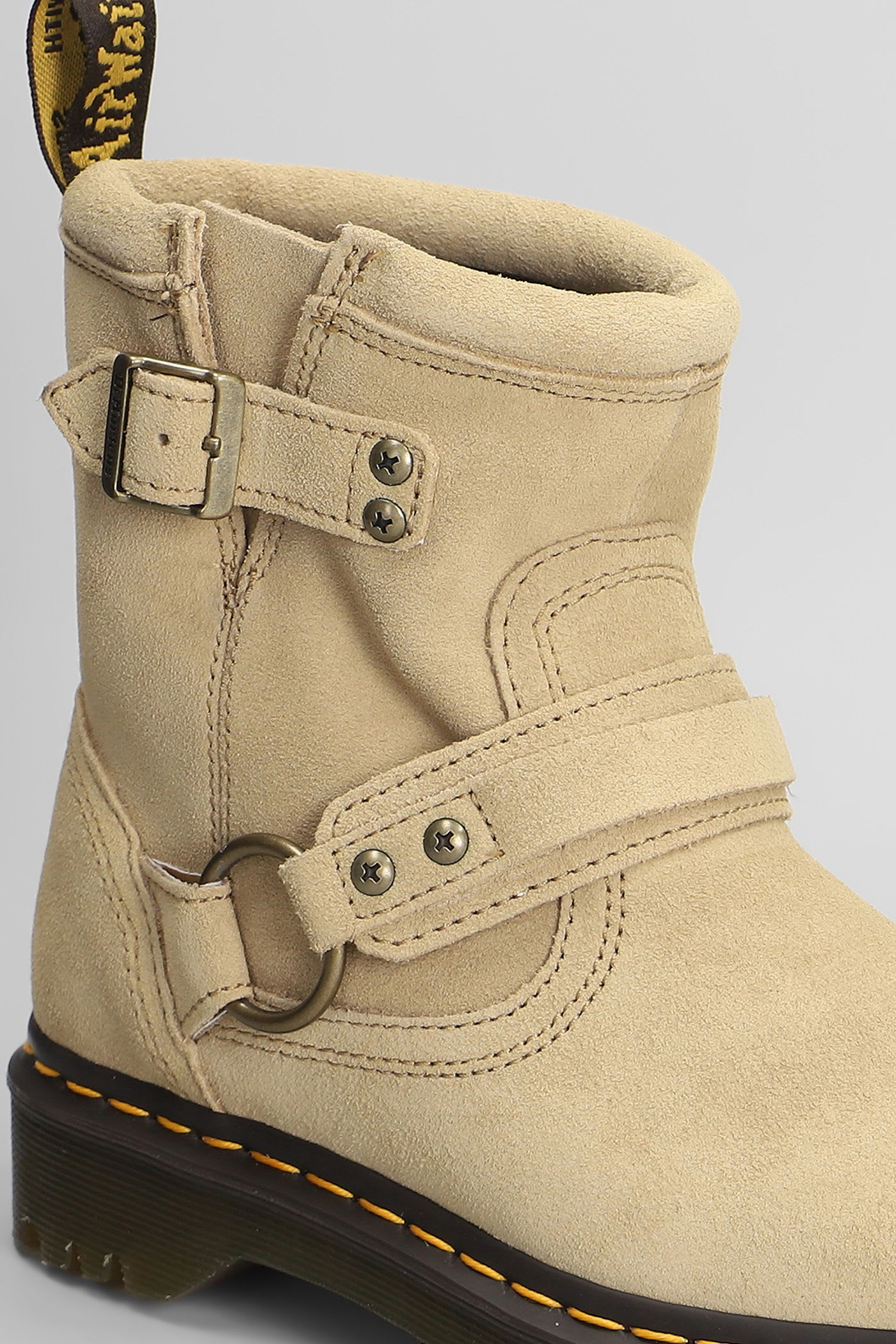 Dr. Martens Anistone Hrns Low Heels Ankle Boots In Beige Suede In Neutral