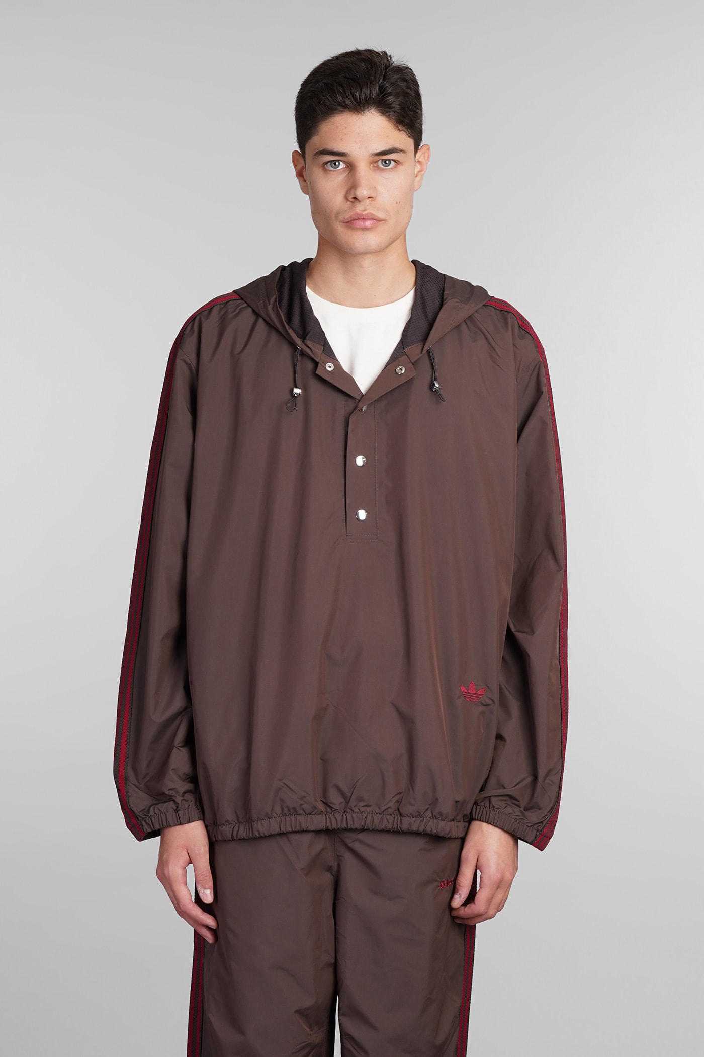 Nylon Anorak Casual Jacket In Brown Nylon