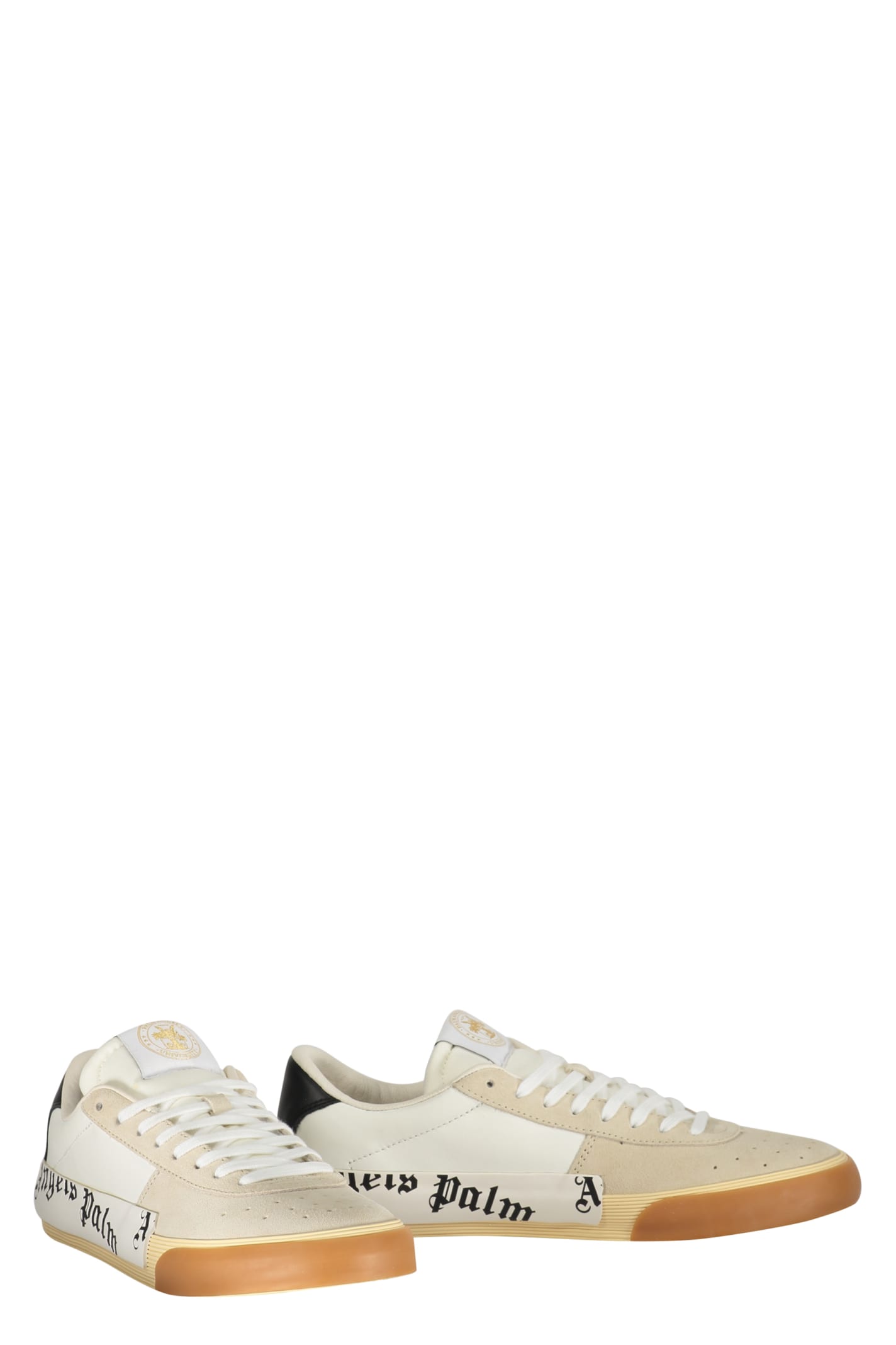 Shop Palm Angels New Vulcanized Suede Low-top Sneakers In White
