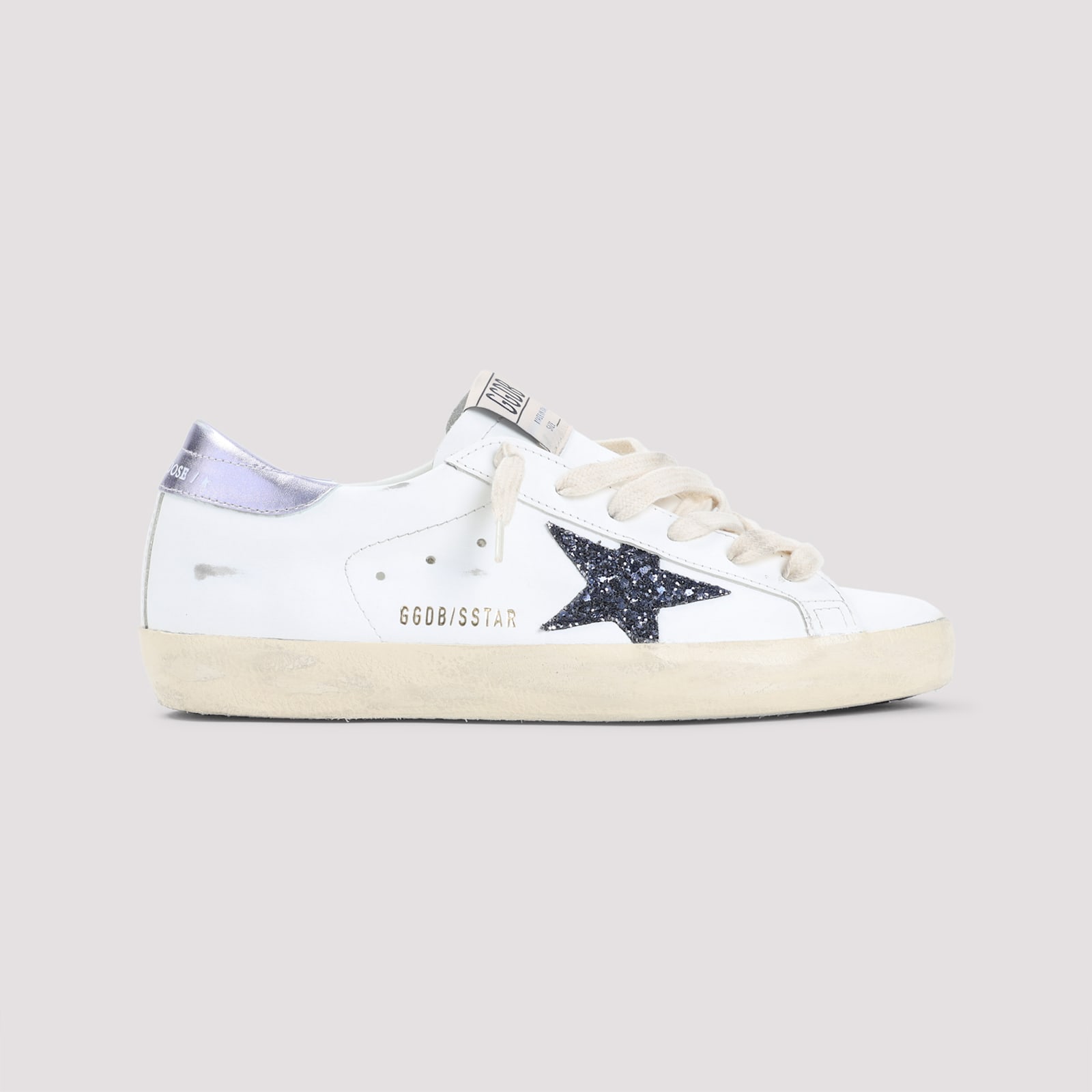 Golden Goose Low-top White Sneakers With Glittery Star And Metallic Heel Tab In White