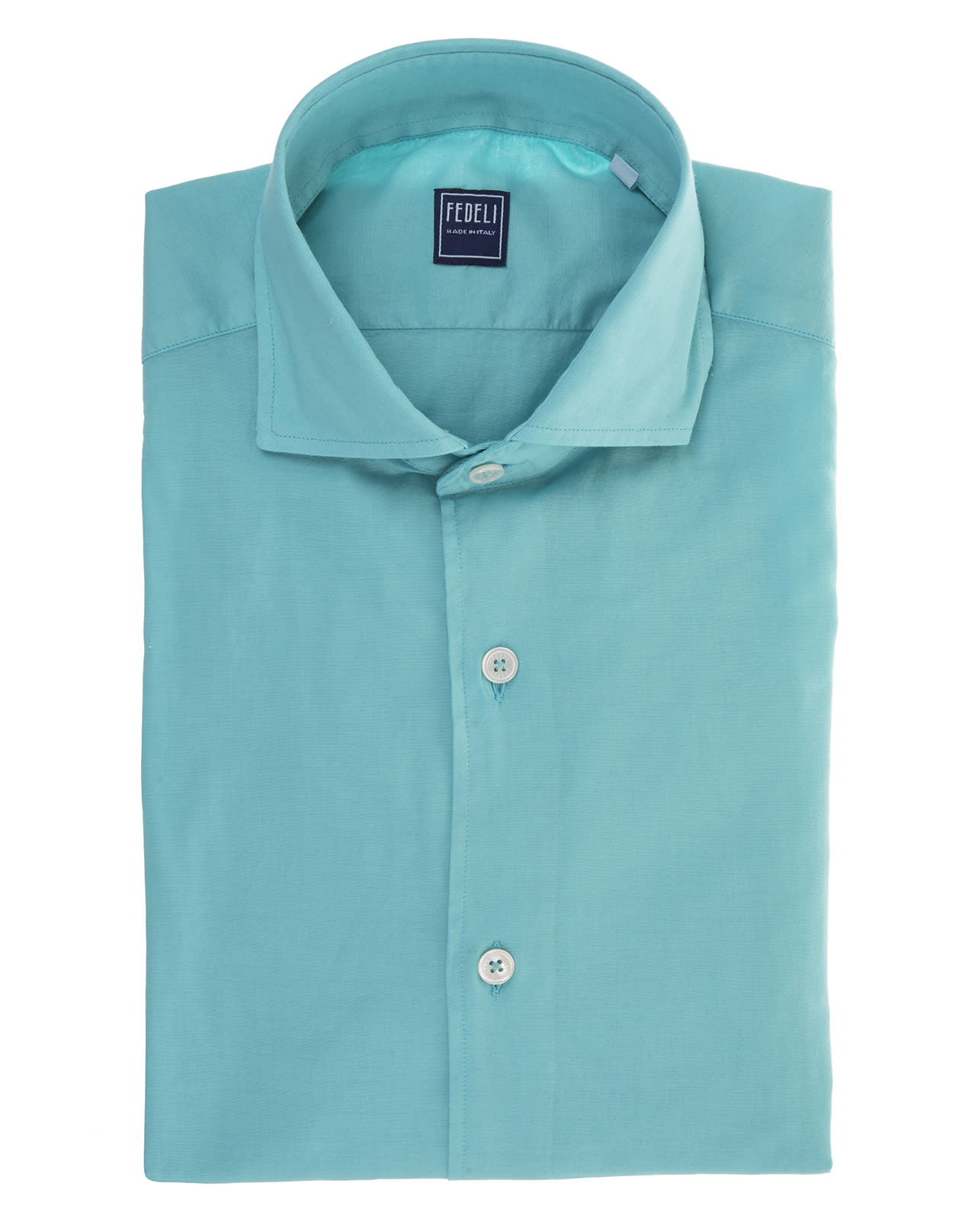 Fedeli Man Turquoise Lightweight Cotton Shirt