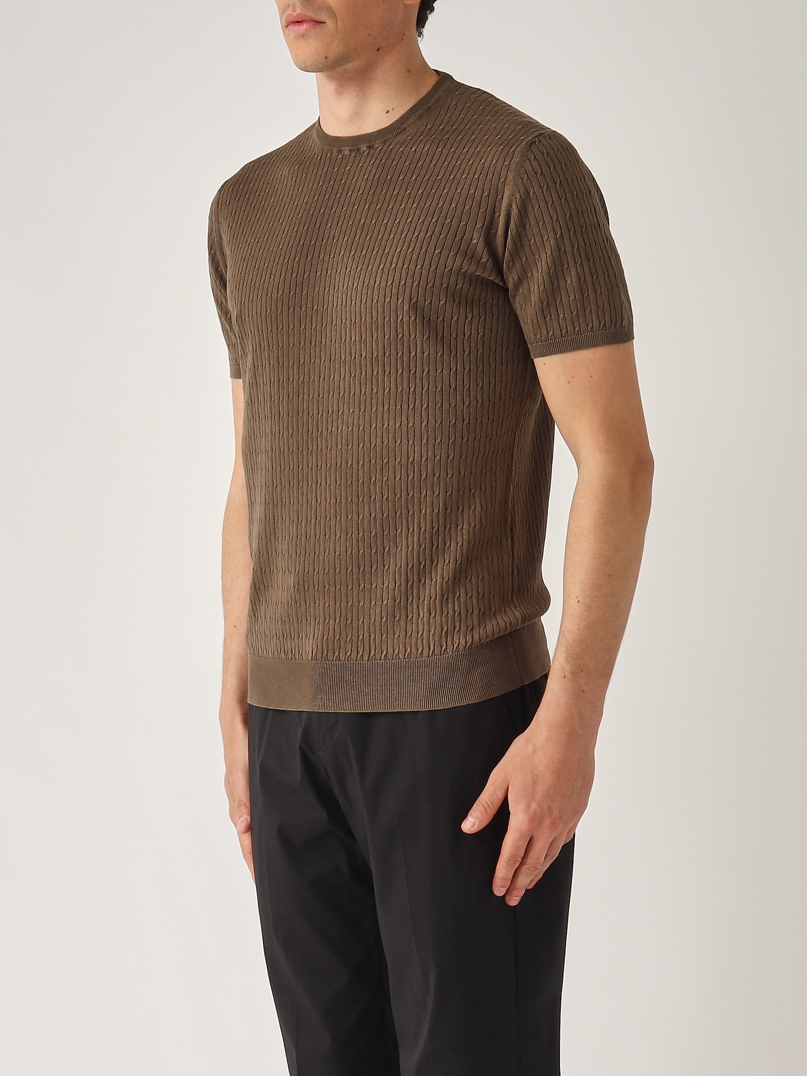 Della Ciana Girocollo M/c Trecce Sweater In Brown