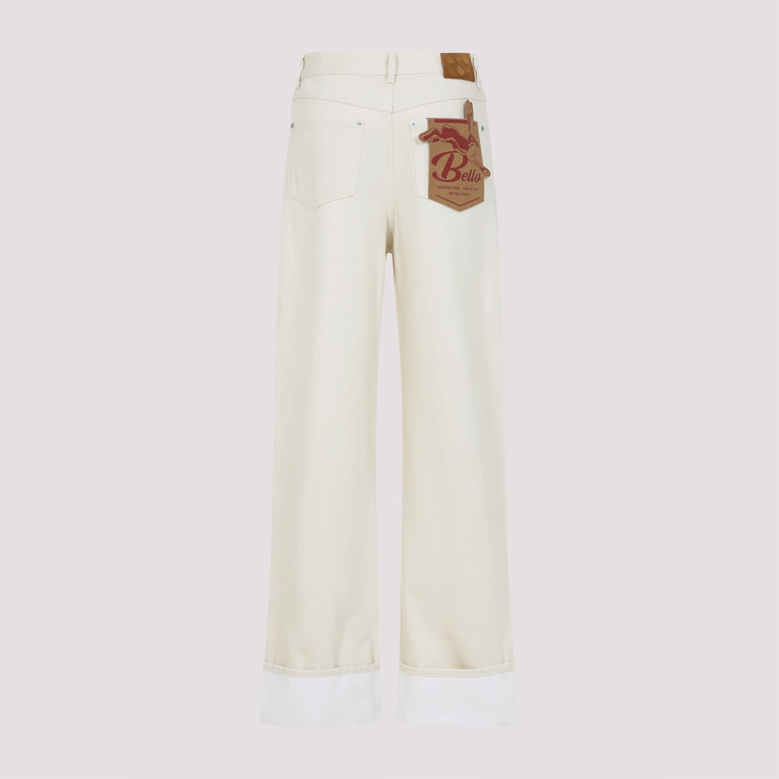 Shop Bottega Veneta Denim Pants In Pale Meringue