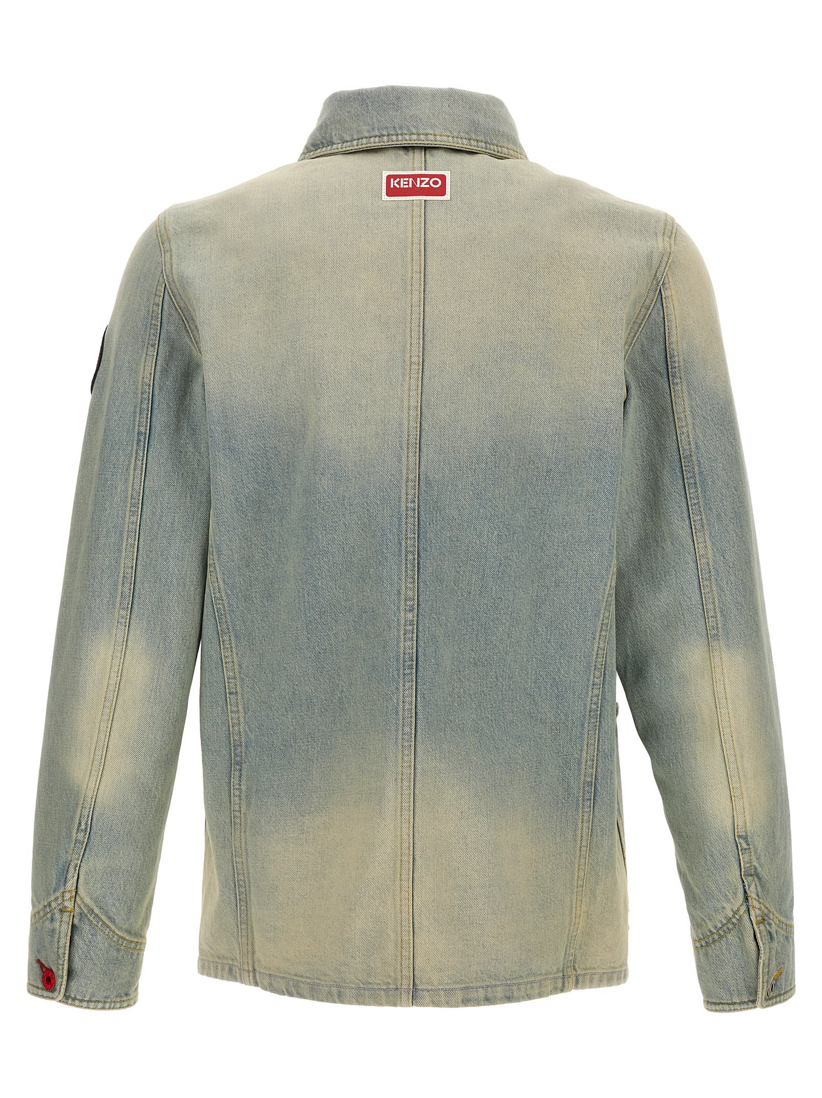 Shop Kenzo Workwear Jacket In Light Blue