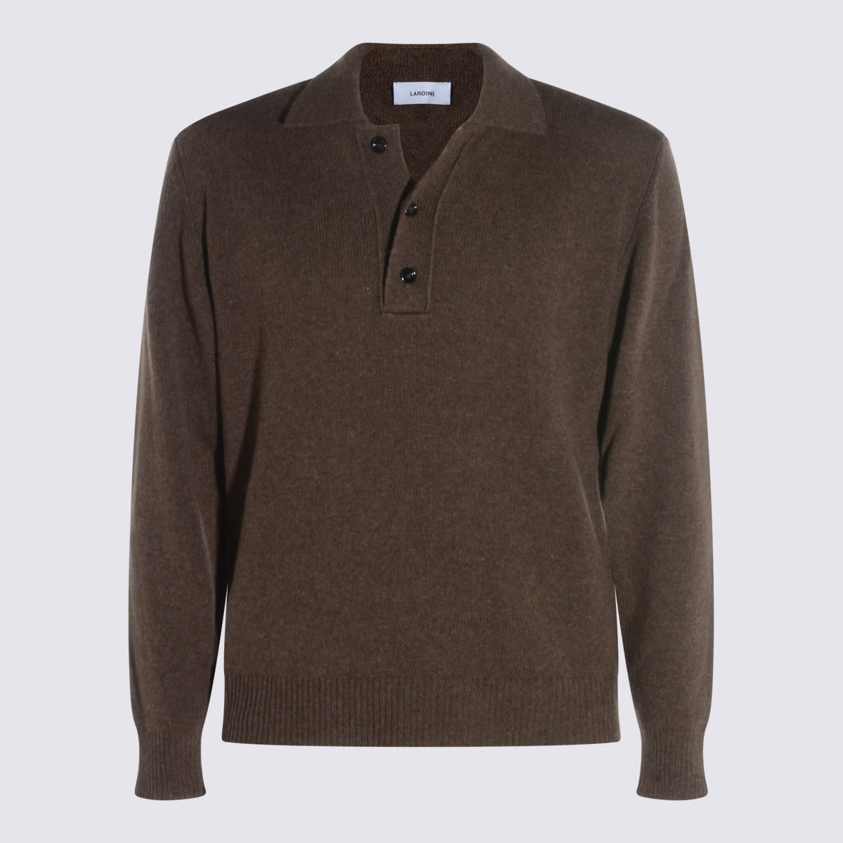 Lardini Ribbed Cuff Crewneck Sweater Design In Brown