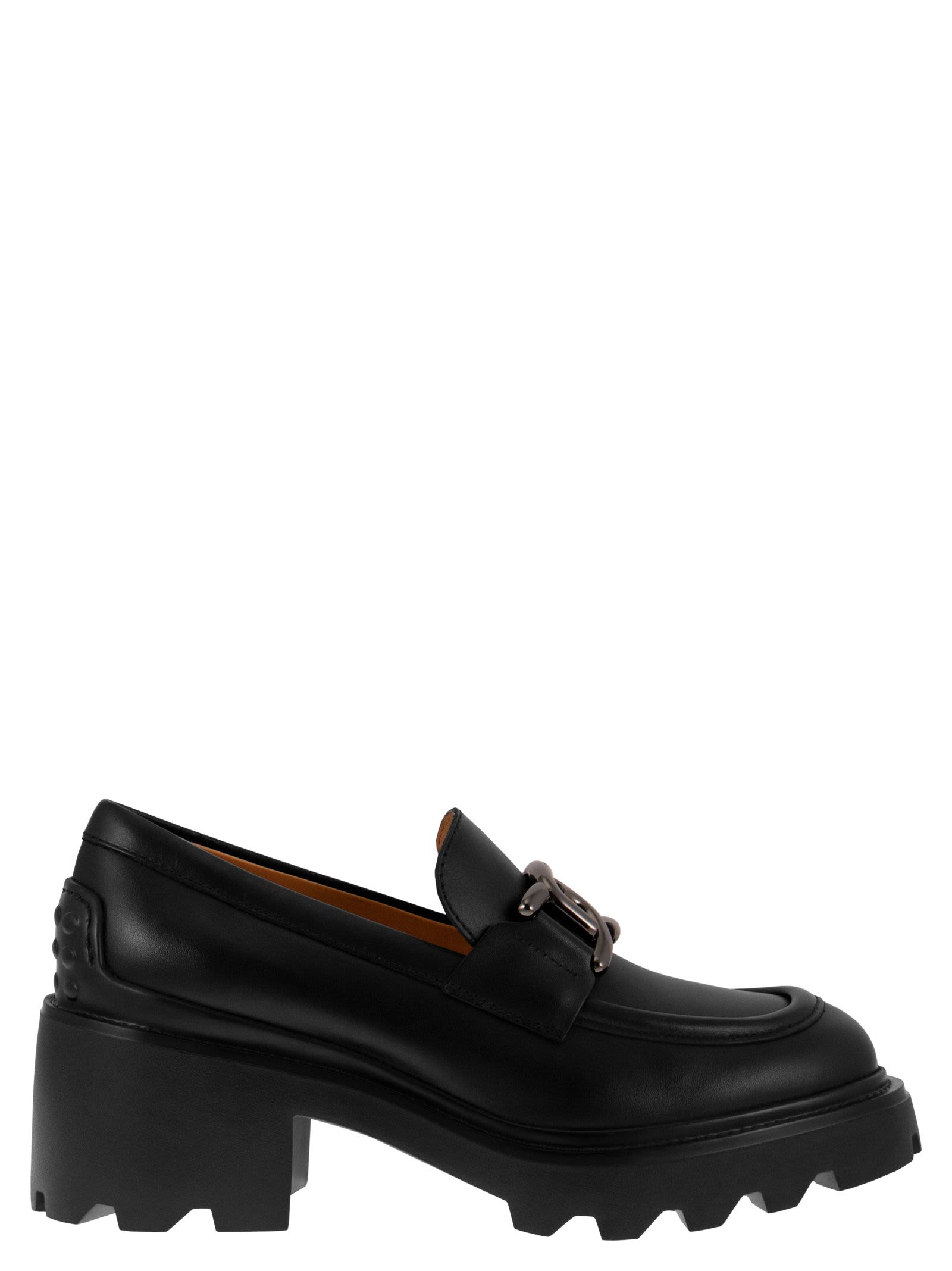 Shop Tod's High Leather Loafer In Nero