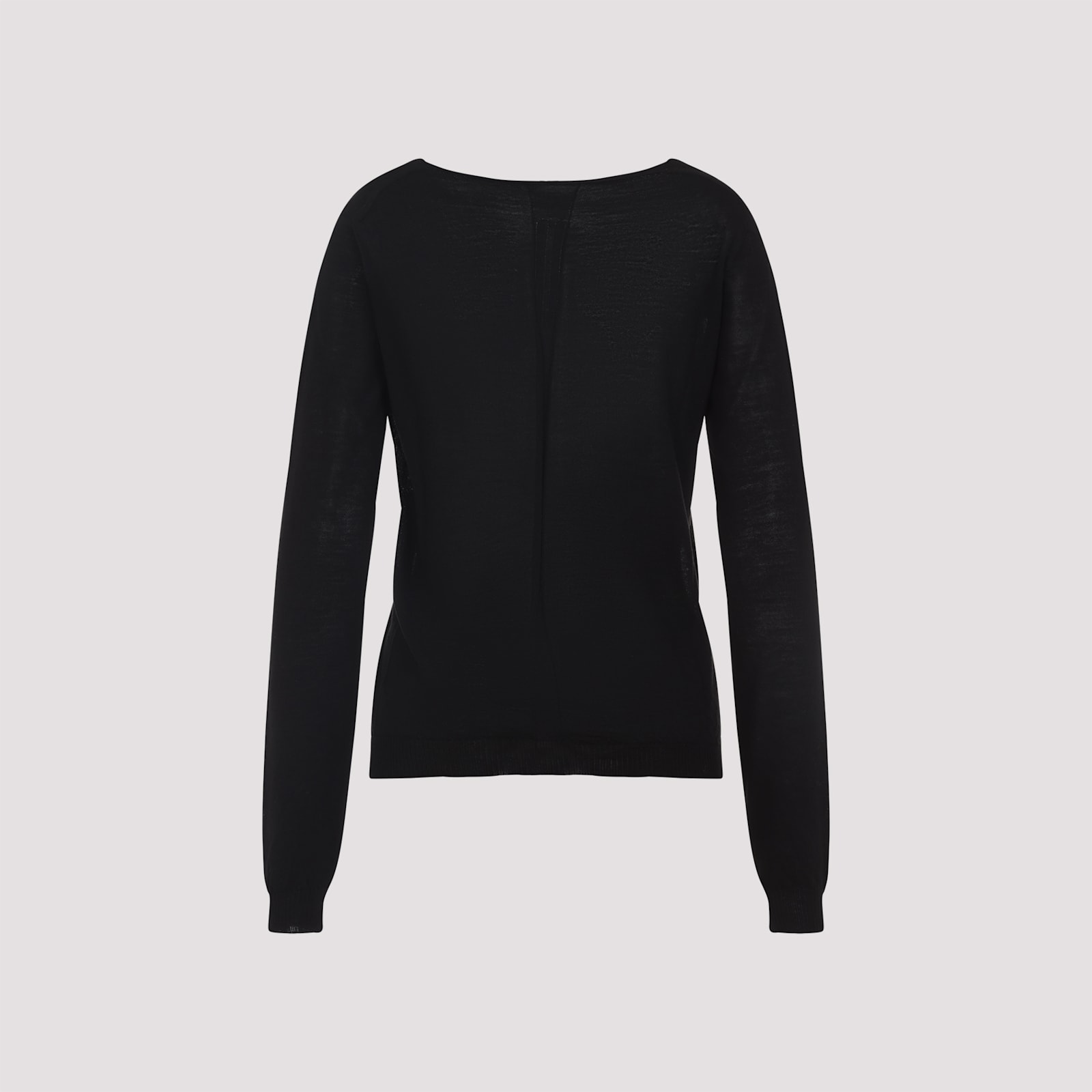 Rick Owens Deep V-neck Virgin Wool Sweater With Long Sleeves In Black