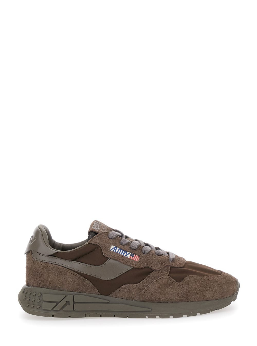 Autry Reelwind Brown Low Top Sneakers With Logo Patch Ontongue And Side In Suede Man