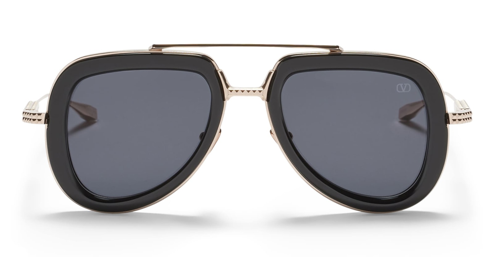 Shop Valentino V-lstory - Black / White Gold Sunglasses