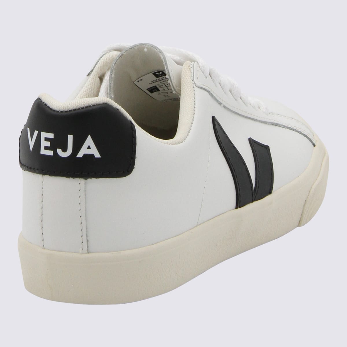 Veja Extra White And Black Leather Esplar Sneakers In White
