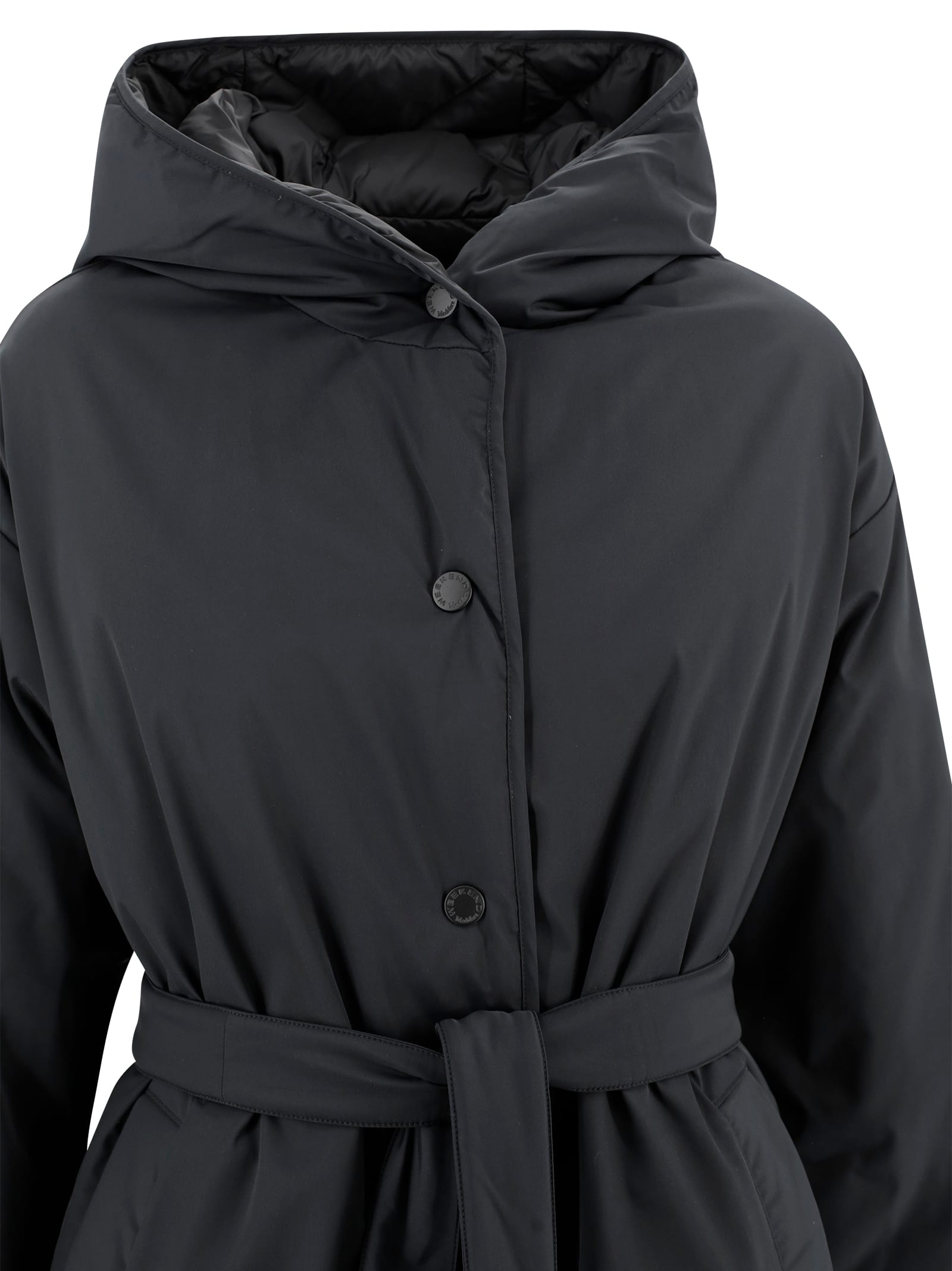 Weekend Max Mara Reversible Down Jacket In Water-repellent Twill In Black