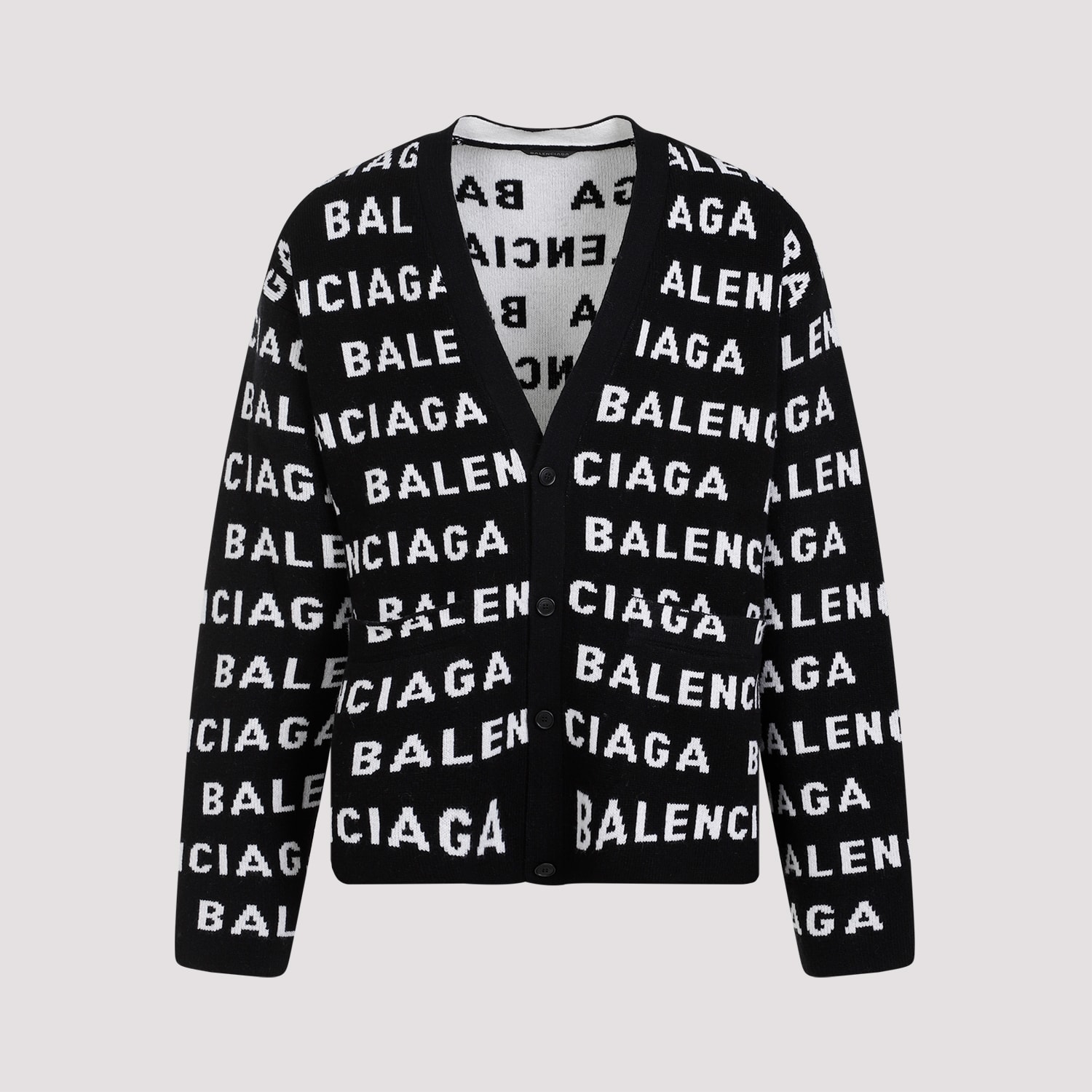 Shop Balenciaga Cardigan In Black White