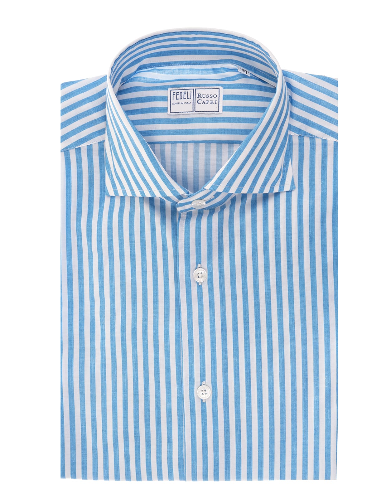 Fedeli White And Light Blue Striped Cotton Shirt
