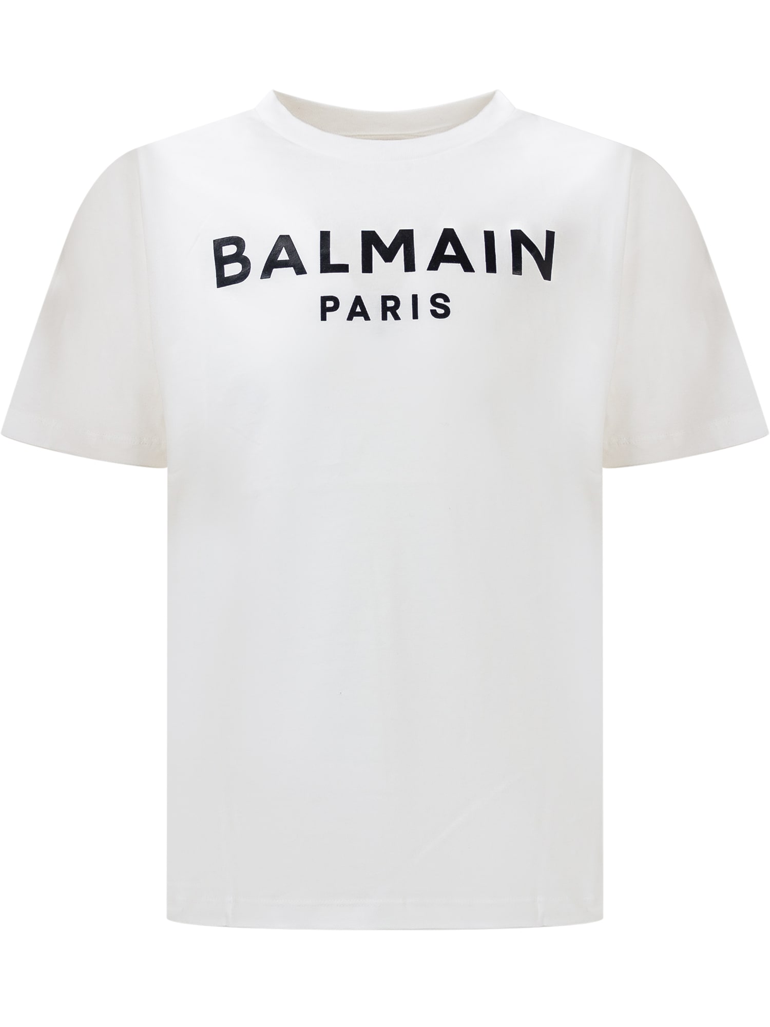 Balmain Kids' Logo T-shirt In White/black