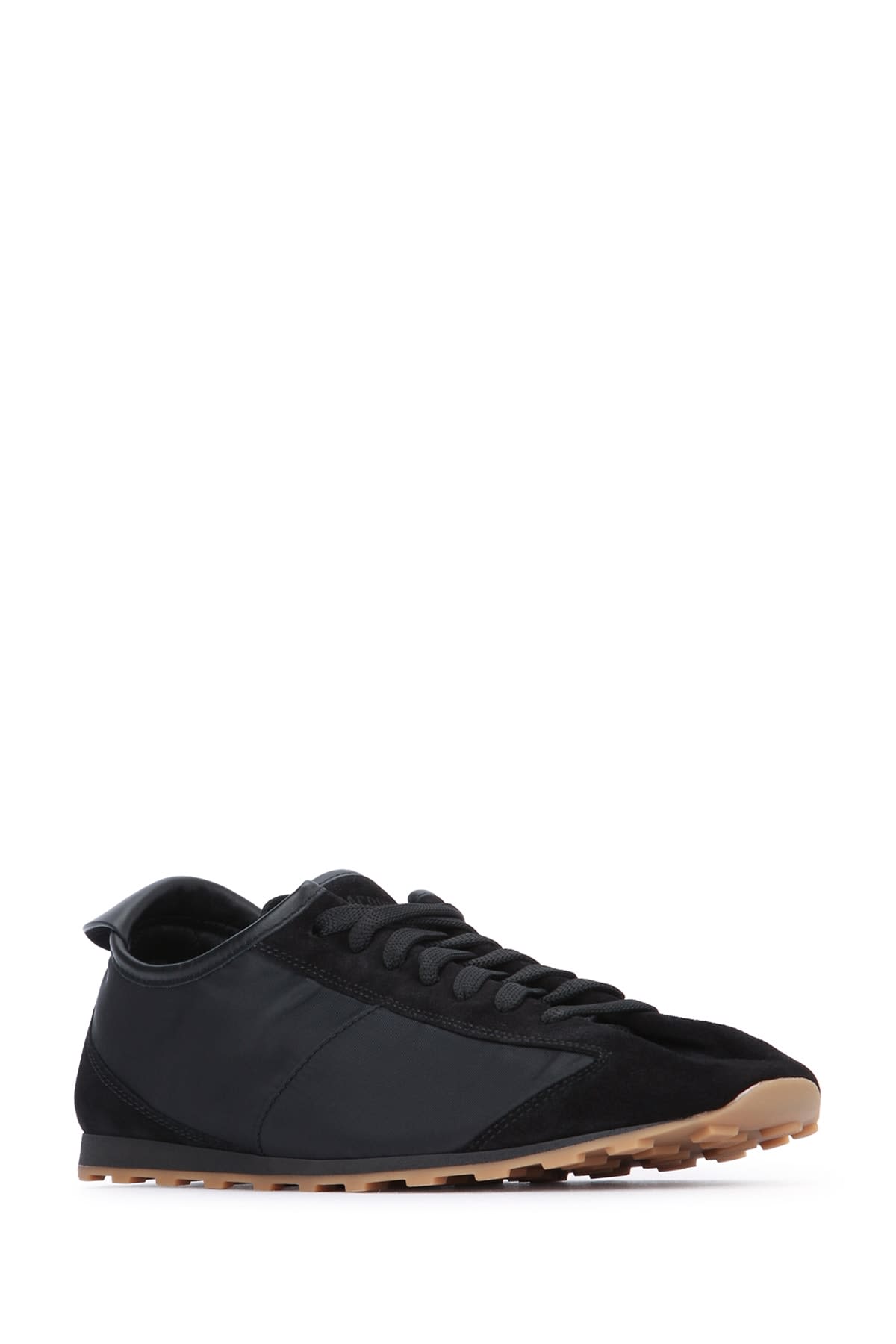 Jacquemus Smooth Suede-textured Sneakers With Contrasting Rubber Sole In Black