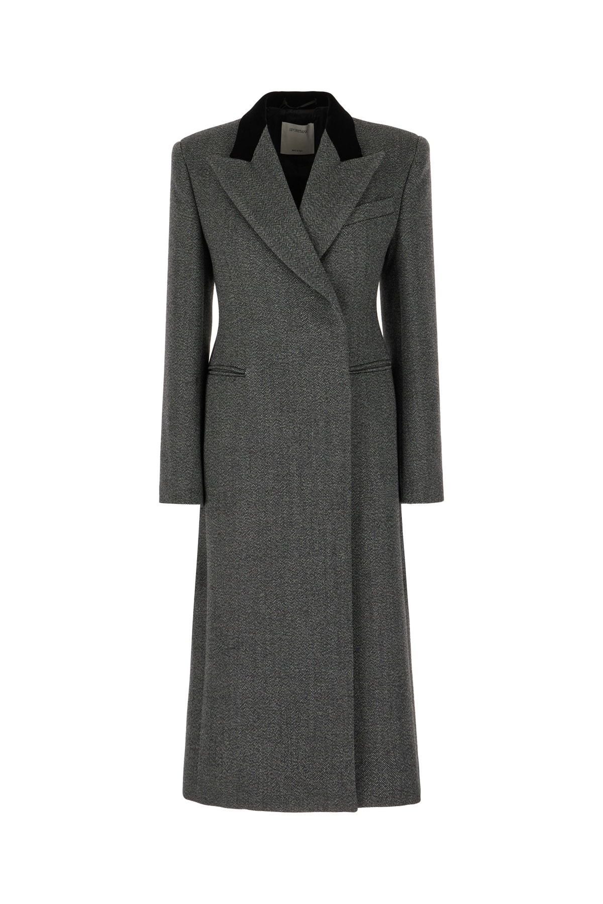 Shop Sportmax Embroidered Wool Coat In Nero Bianco