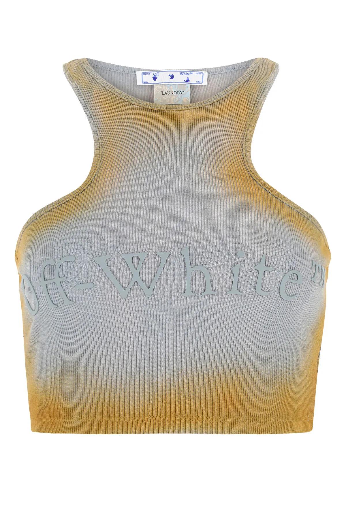 OFF-WHITE MULTICOLOR STRETCH COTTON TOP