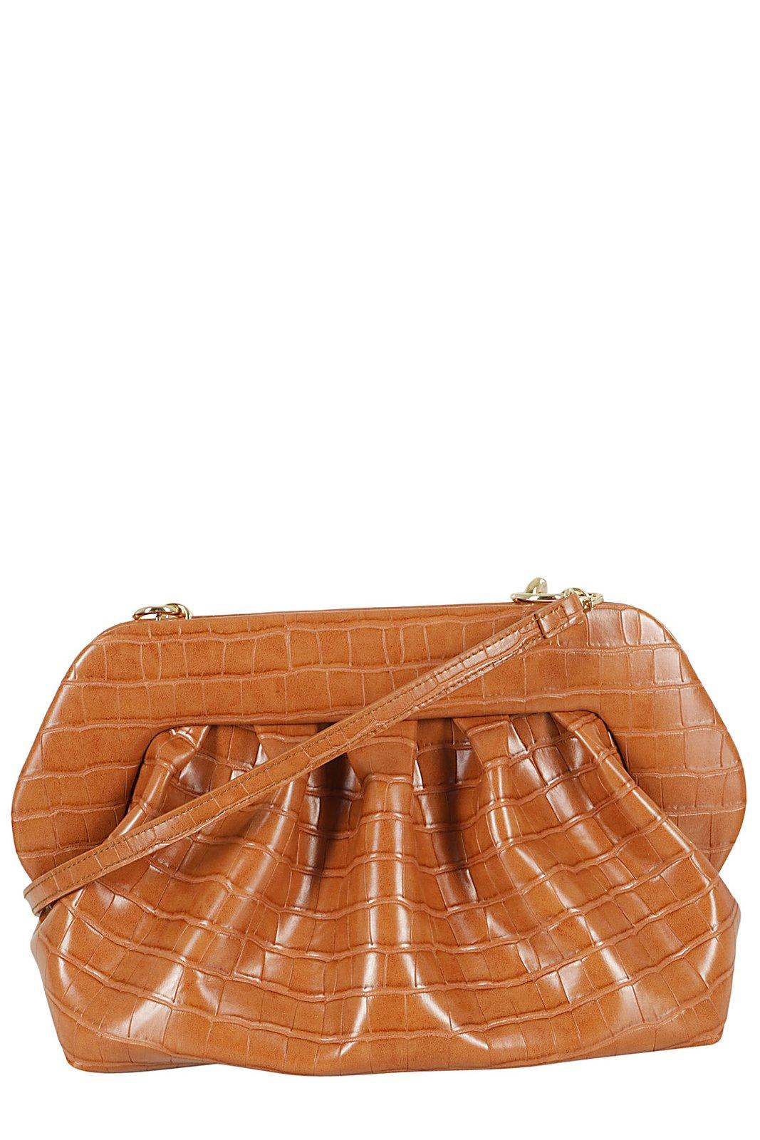 Shop Themoirè Bios Embossed Ruched Clutch Bag  In Caramel