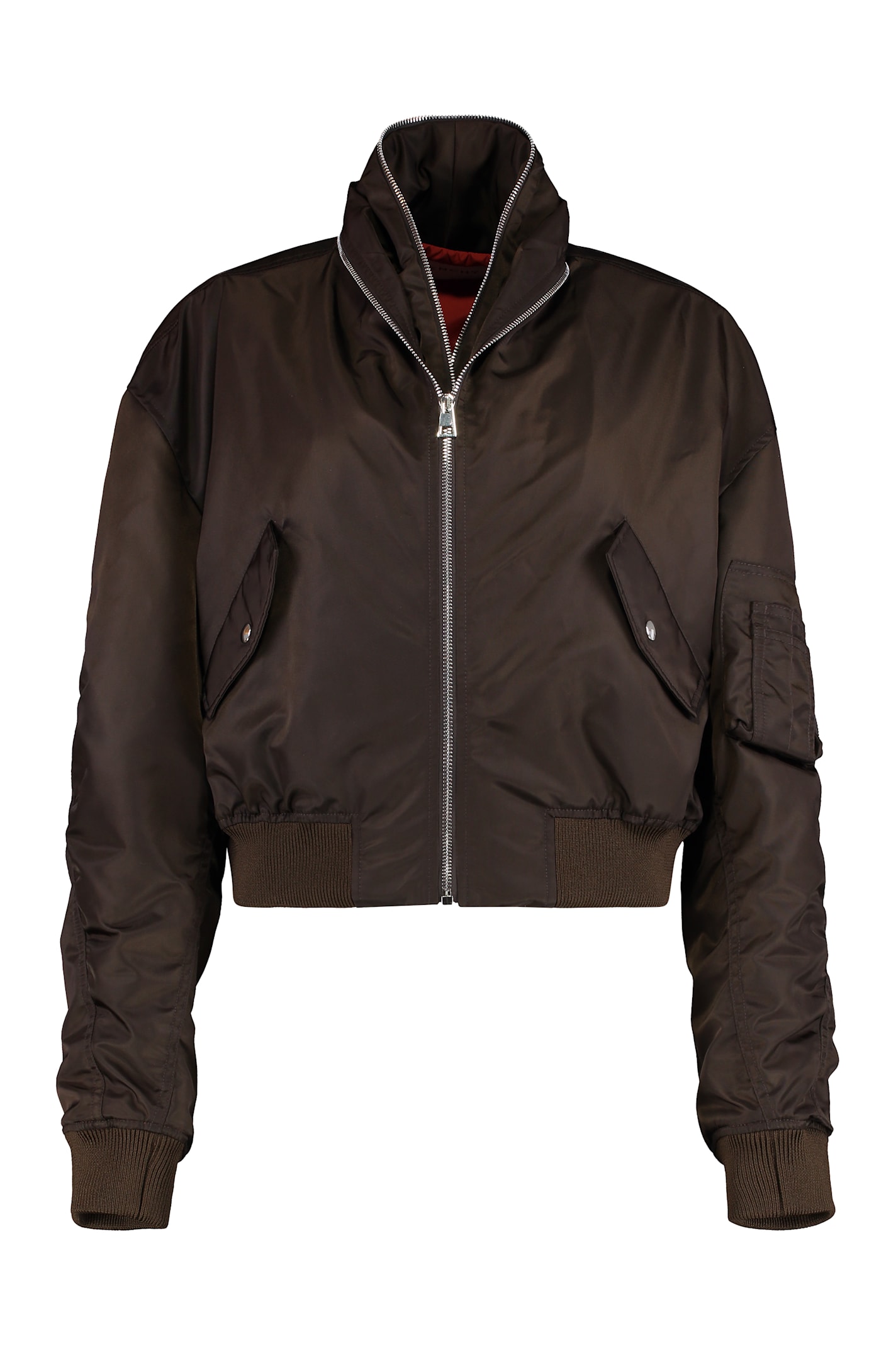 Givenchy Cropped Flap Pocket Jackets With High Collar In Brown